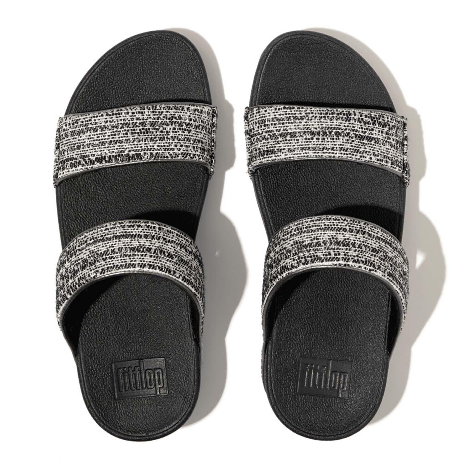 Black - Fitflop - Lulu Shimmerweave Sliders - 3