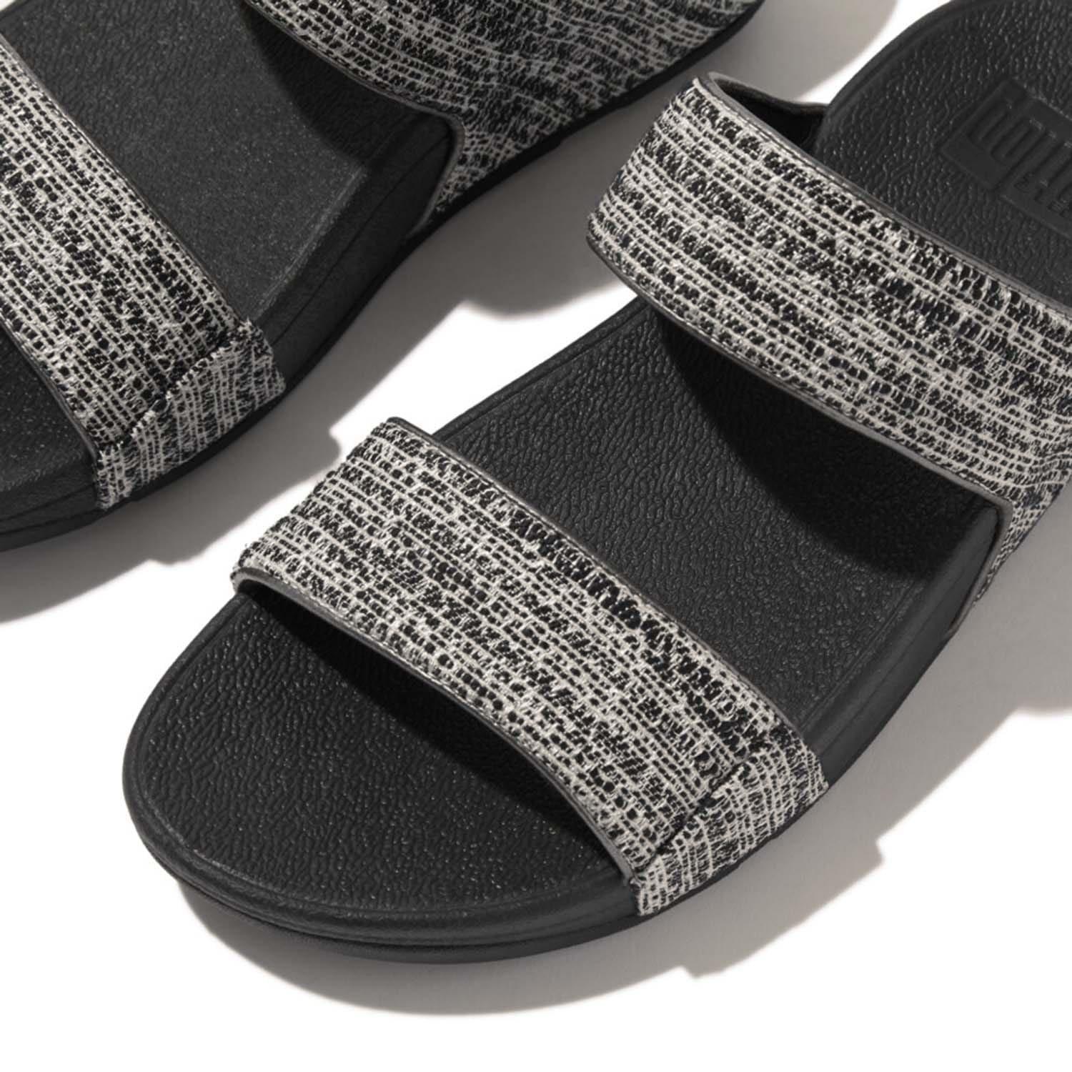 Black - Fitflop - Lulu Shimmerweave Sliders - 5