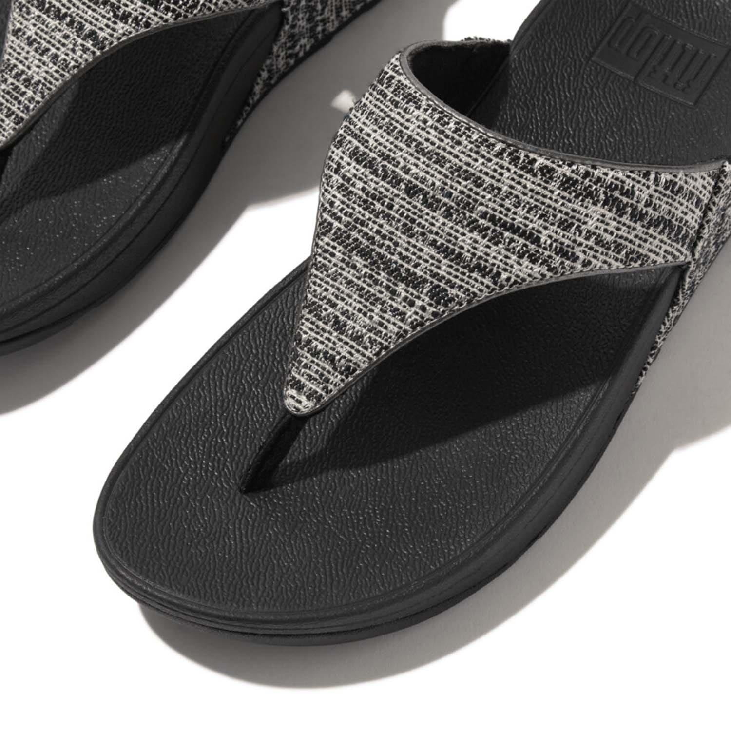 Black - Fitflop - Lulu Shimmerweave Toe-Post Sandals - 4