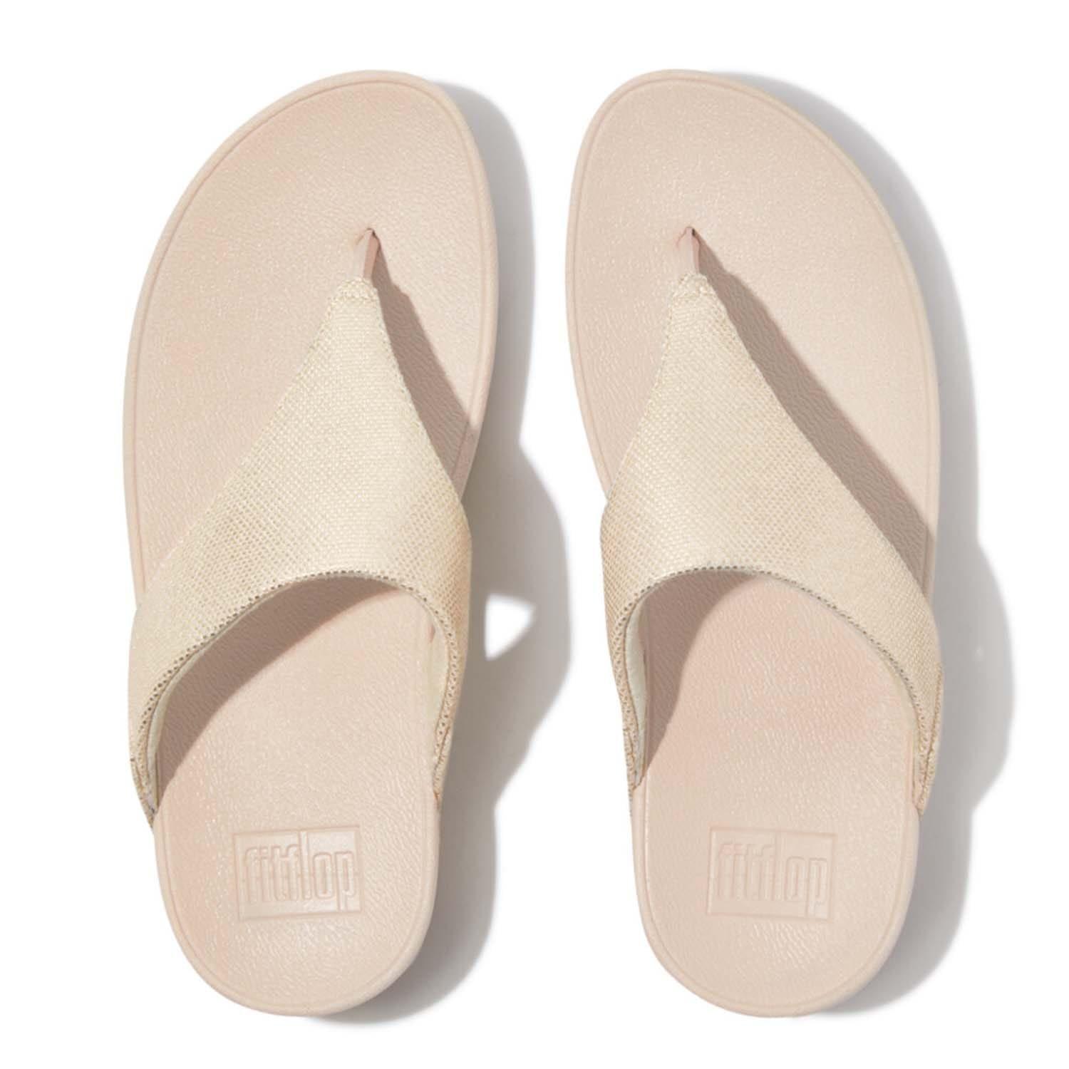 Beige - Fitflop - Lulu Coated Canvas Toe-Post Sandals - 3