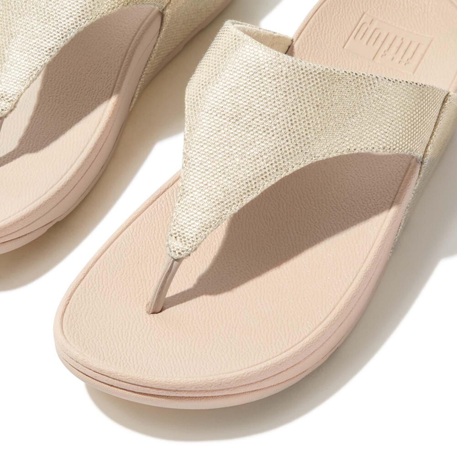 Beige - Fitflop - Lulu Coated Canvas Toe-Post Sandals - 4