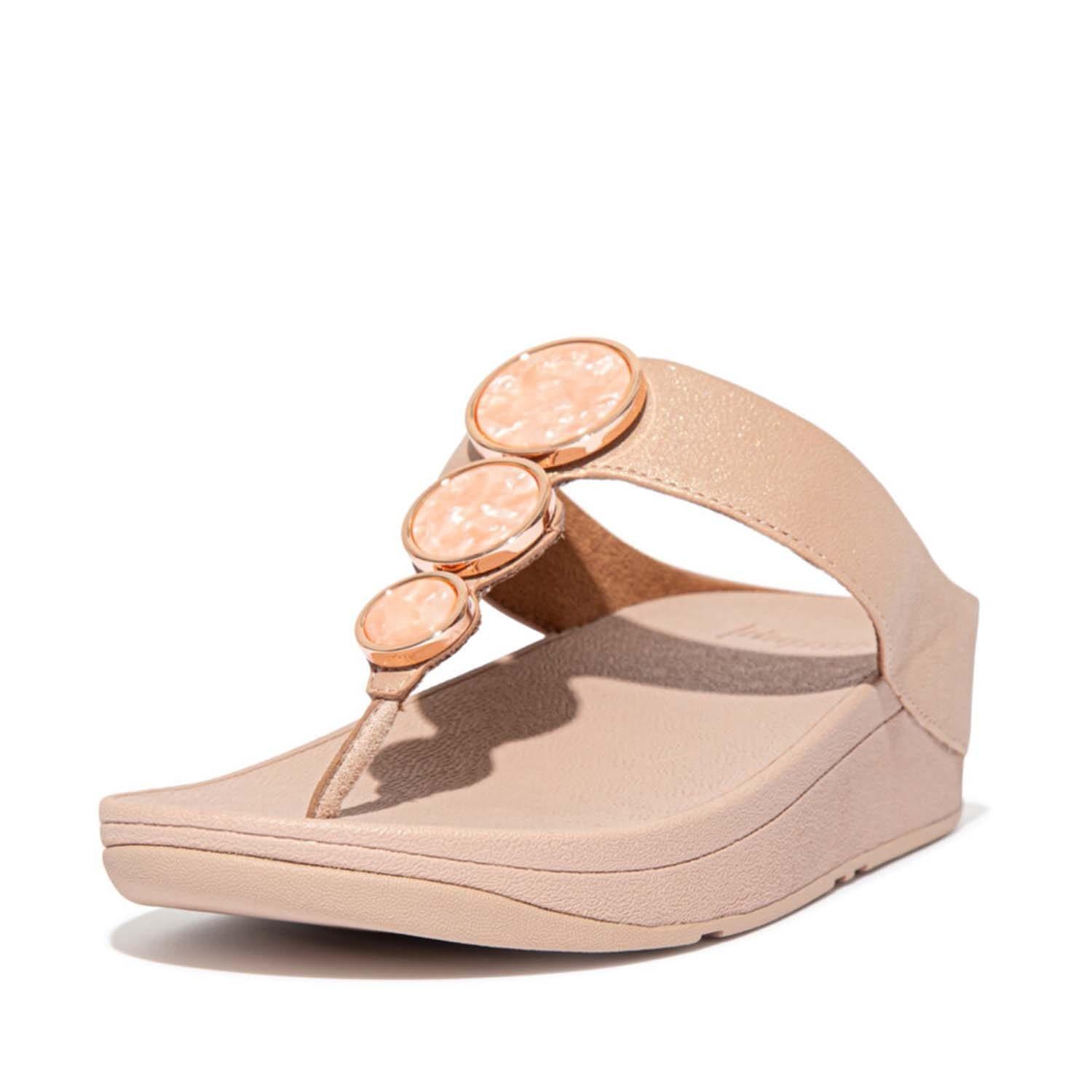 Beige - Fitflop - Halo Shimmer Toe-Post Sandals - 2