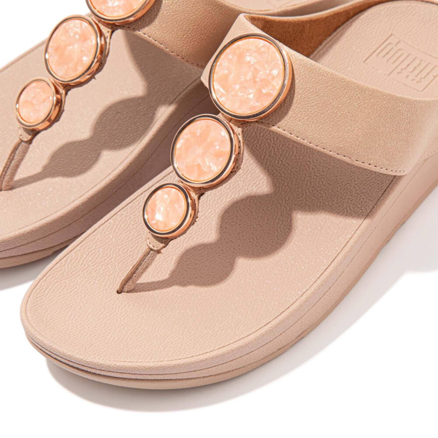 Beige - Fitflop - Halo Shimmer Toe-Post Sandals - 5
