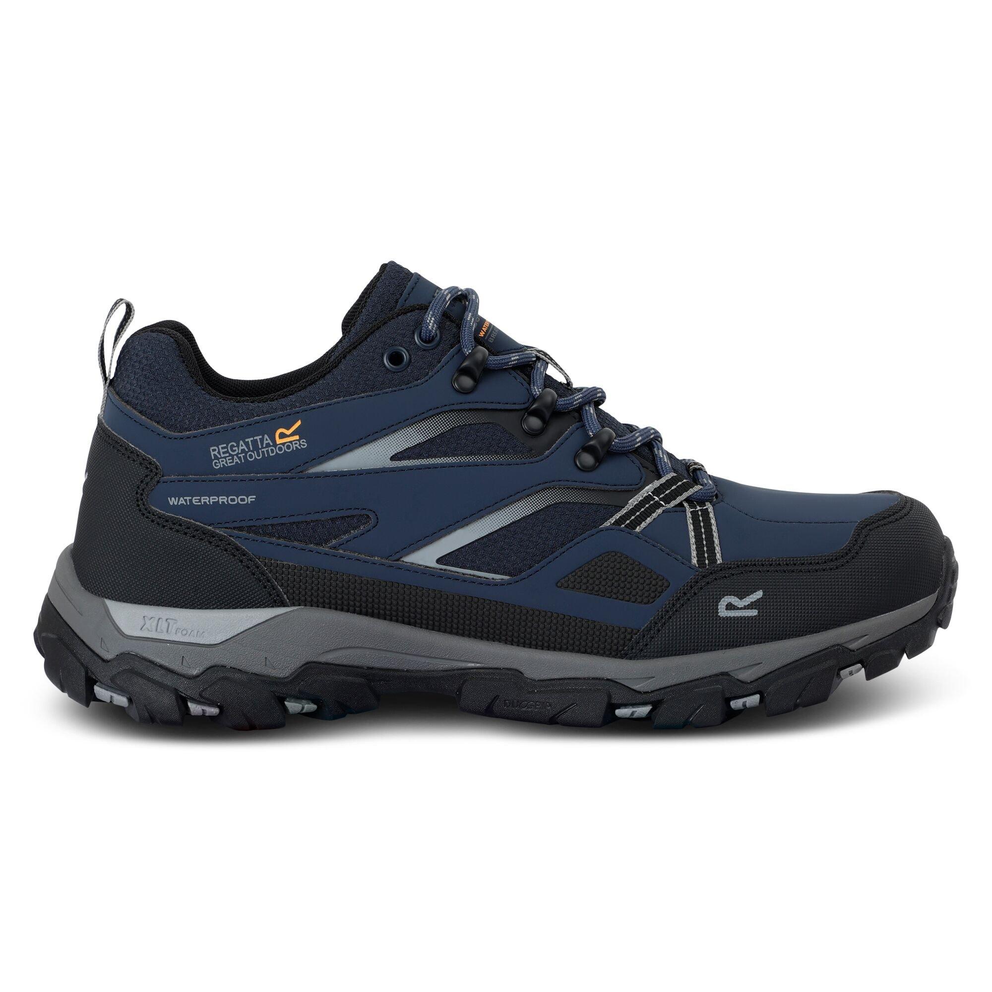 Navy/Dark Steel - Regatta - Mens Holcombe III Low Waterproof Walking Shoes - 4