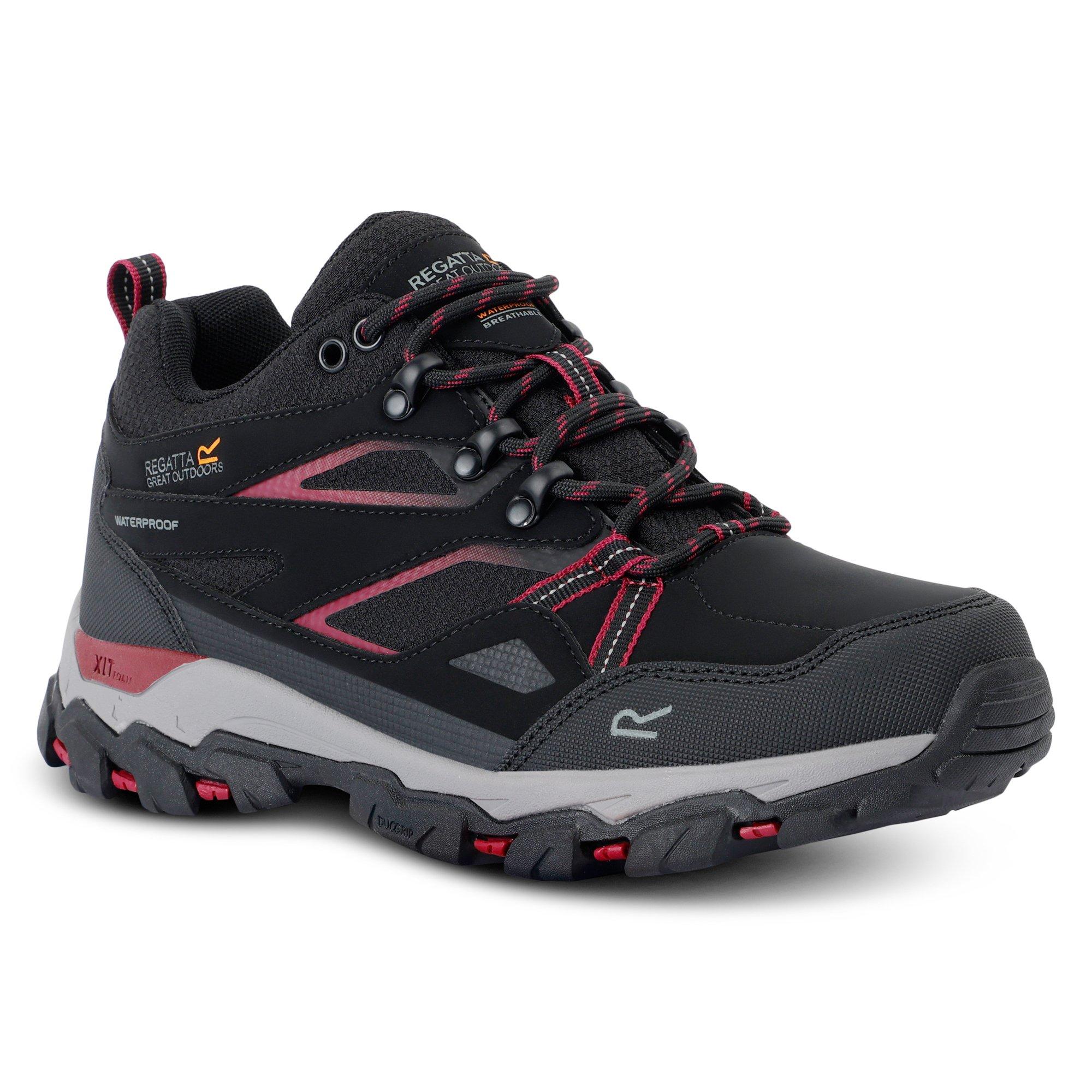 Black/Beaujolai - Regatta - Womens Holcombe III Low Waterproof Walking Shoes - 4