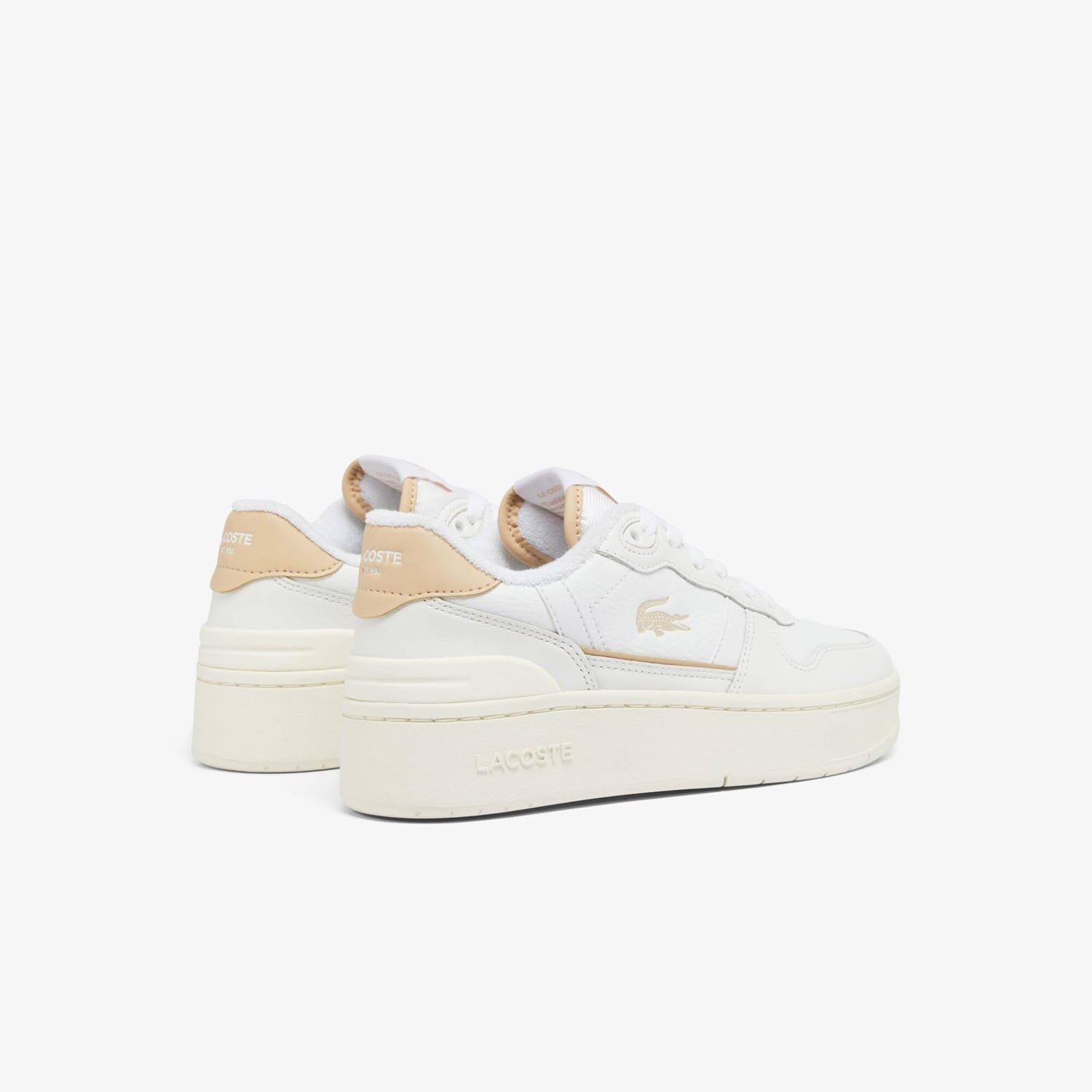 White - Lacoste - T-Clip Platform Leather Trainers - 3