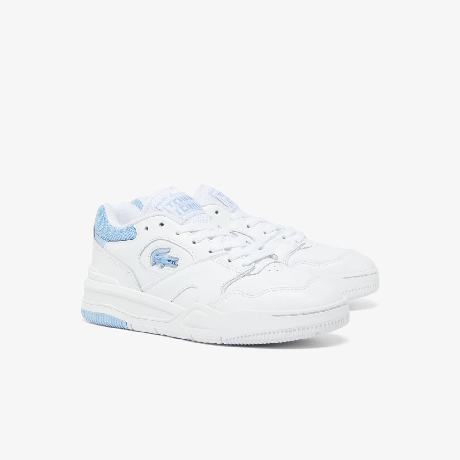 White Blue - Lacoste - Lineshot Leather Trainers - 2