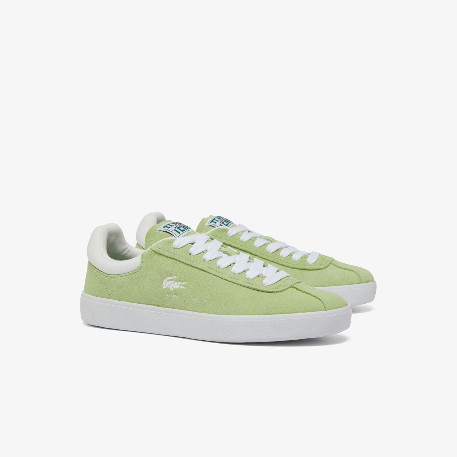 Green White - Lacoste - Baseshot Suede Trainers - 2
