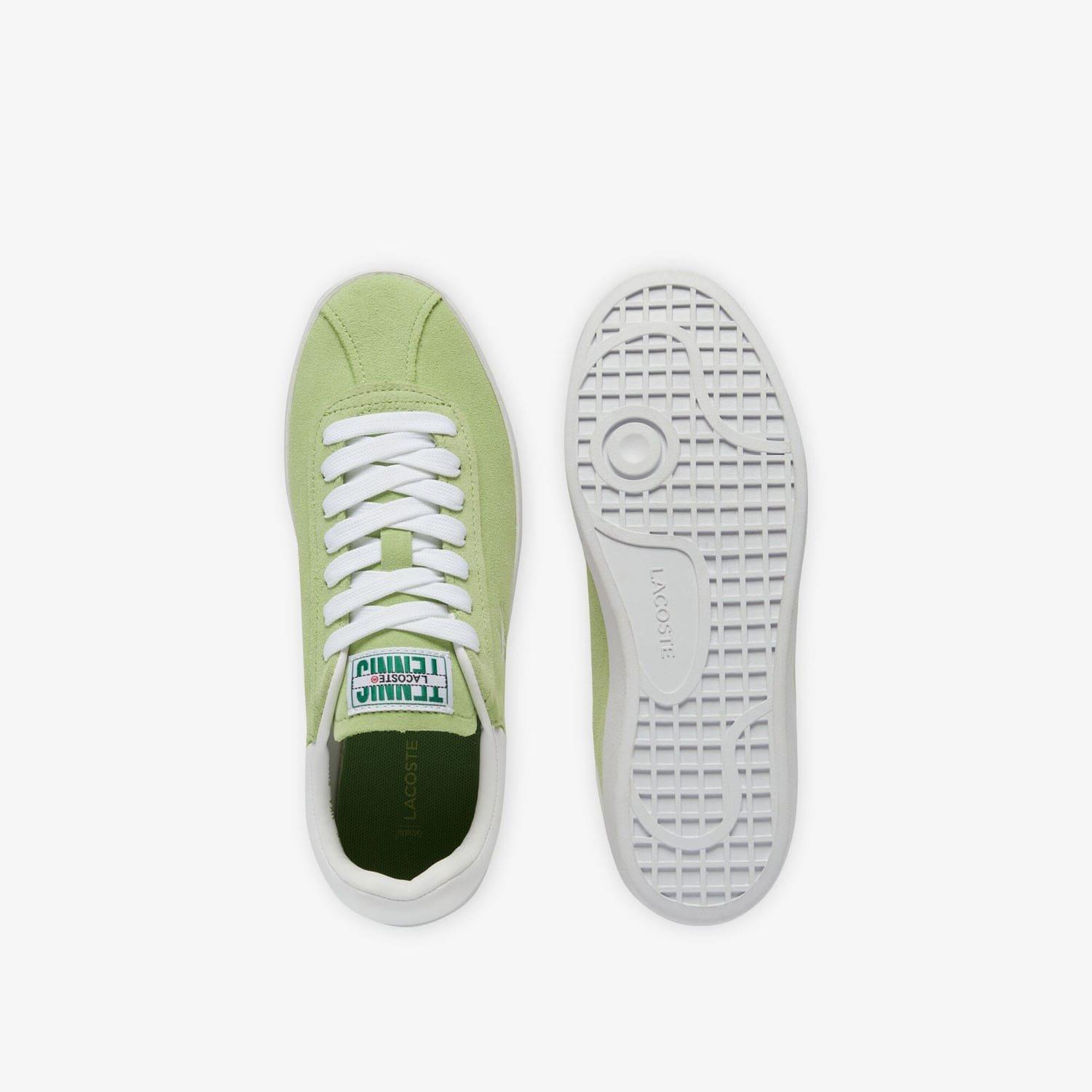 Green White - Lacoste - Baseshot Suede Trainers - 4