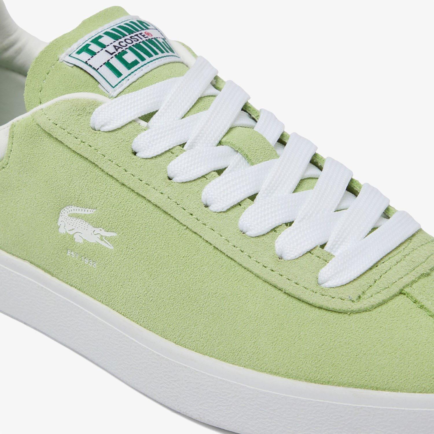 Green White - Lacoste - Baseshot Suede Trainers - 6
