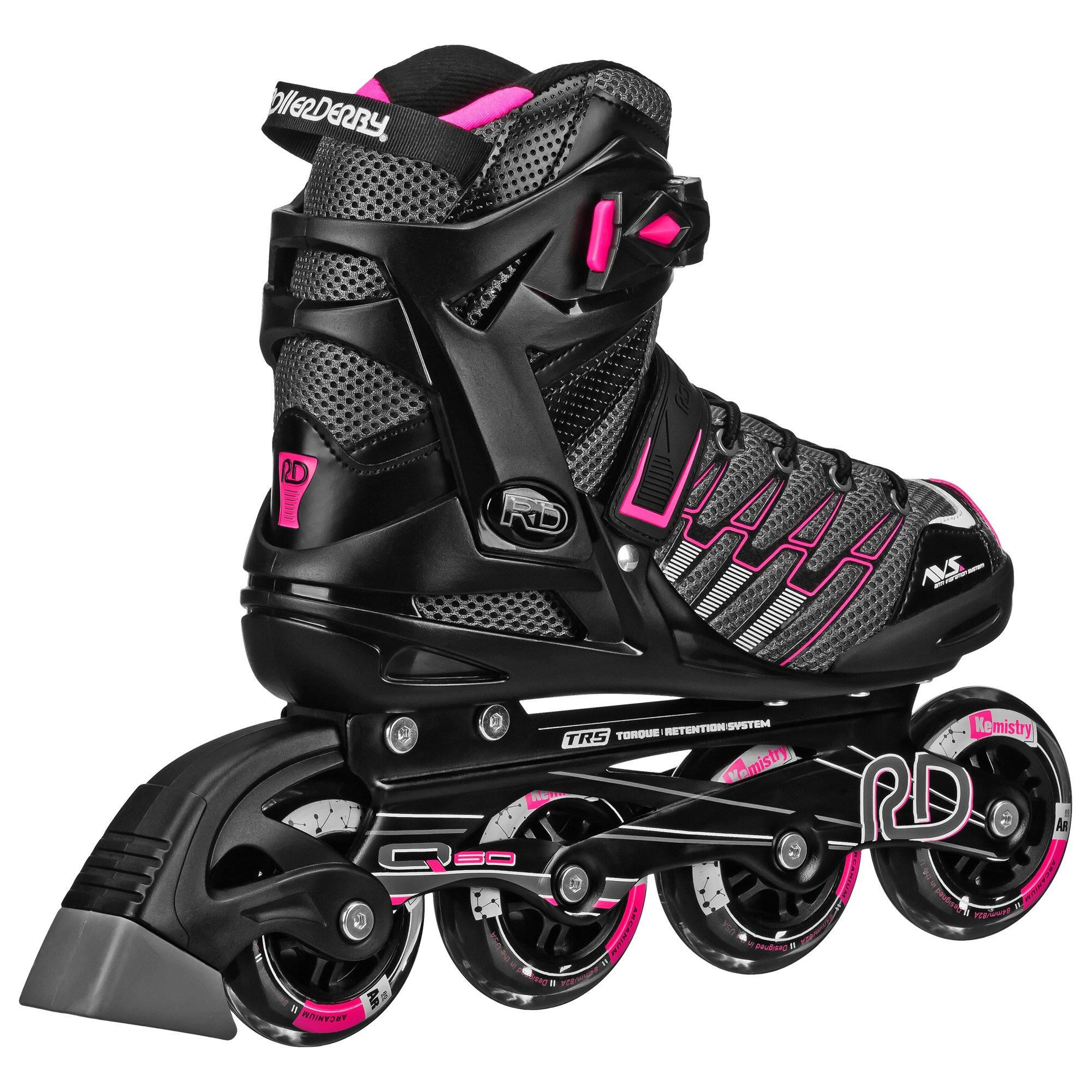 Black / Pink - Roller Derby - AERIO V2 Q-60 Fitness & Recreational InLine Skates - 8