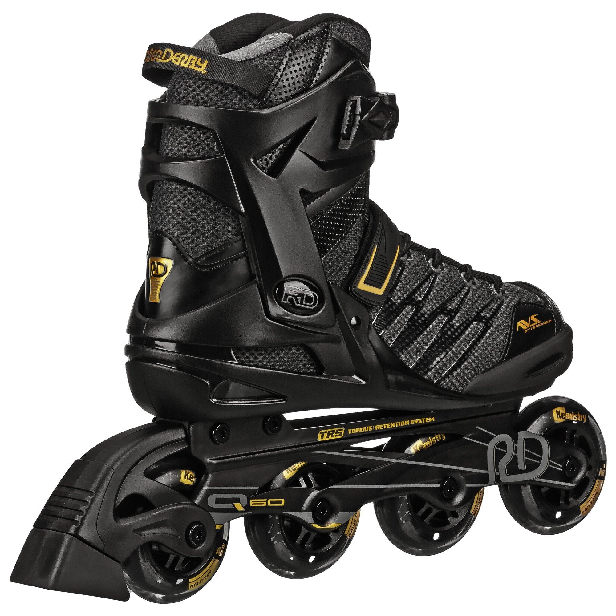 Black / Gold - Roller Derby - AERIO V2 Q-60 Fitness & Recreational InLine Skates - 8