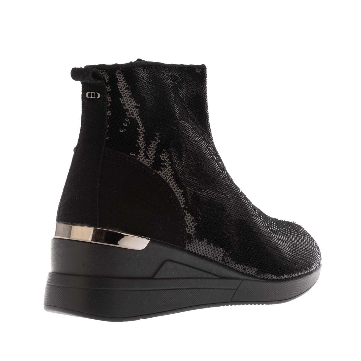 Black - Dune London - Effecting Sequin Wedge-Heel Boots - 3