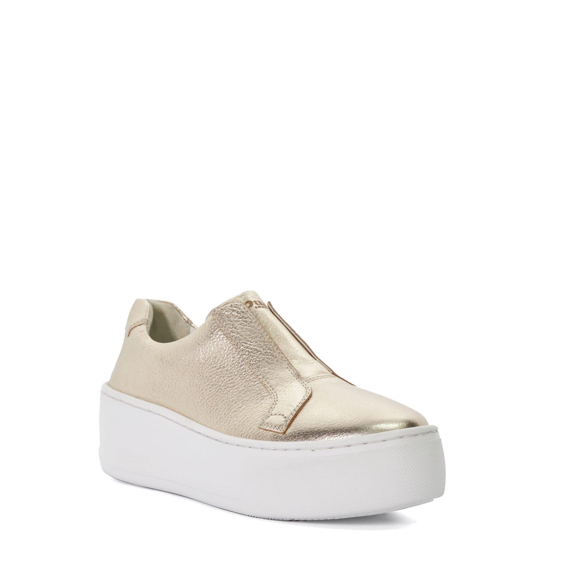 Gold - Dune London - Ethoss Laceless Flatform Trainers - 2