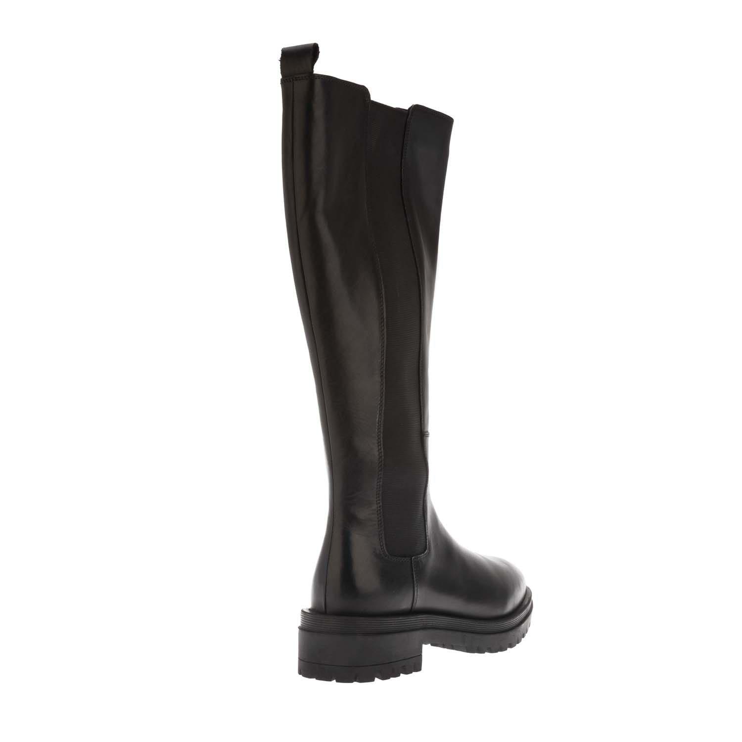 Black - Dune London - Tenley Elasticated Leather Knee-High Boots - 3