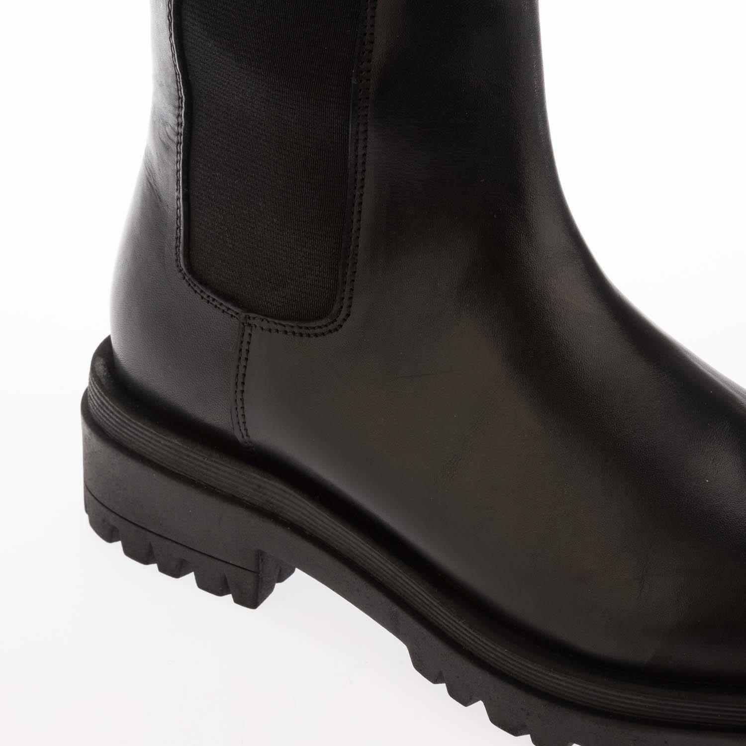 Black - Dune London - Tenley Elasticated Leather Knee-High Boots - 5