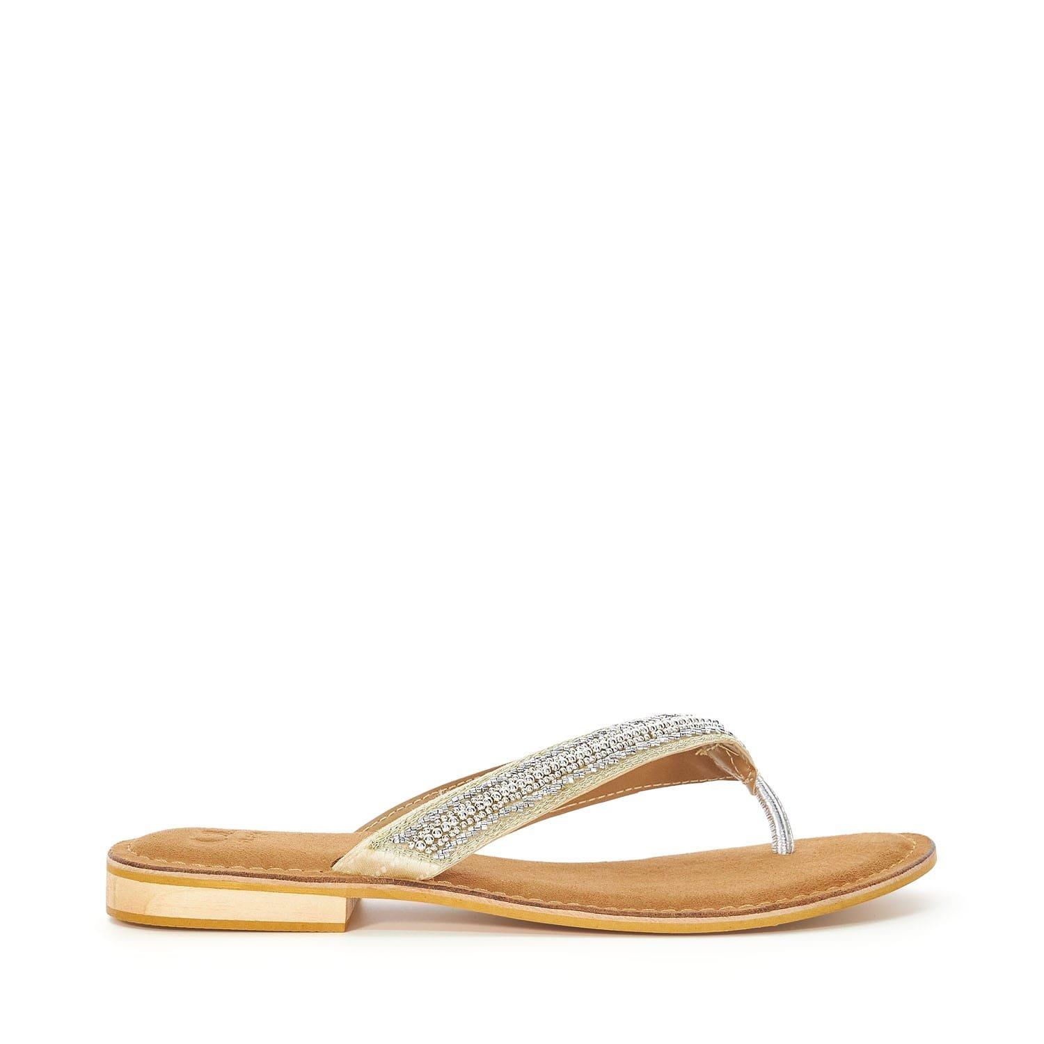 Tan - Dune London - Labyrinth Beaded Toe Post Sandals - 1