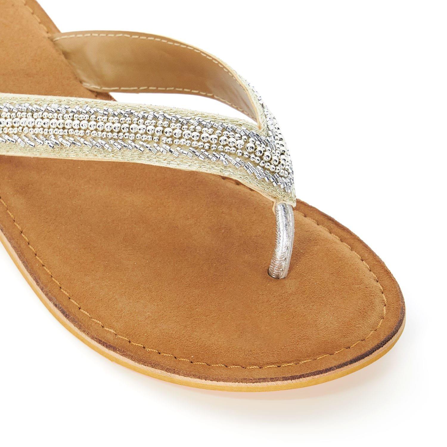 Tan - Dune London - Labyrinth Beaded Toe Post Sandals - 4