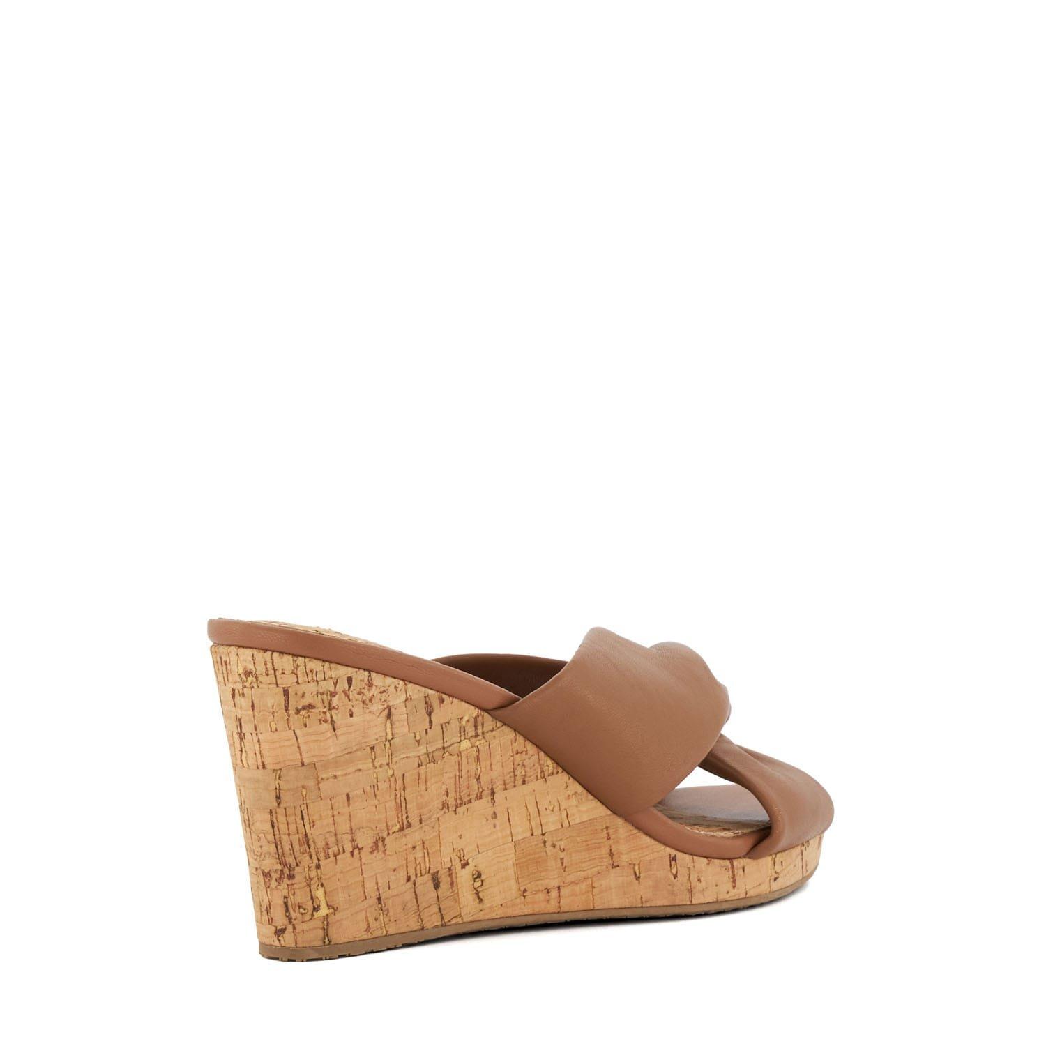 Tan - Dune London - Kacee Twist Knot Wedge Mule Sandals - 3