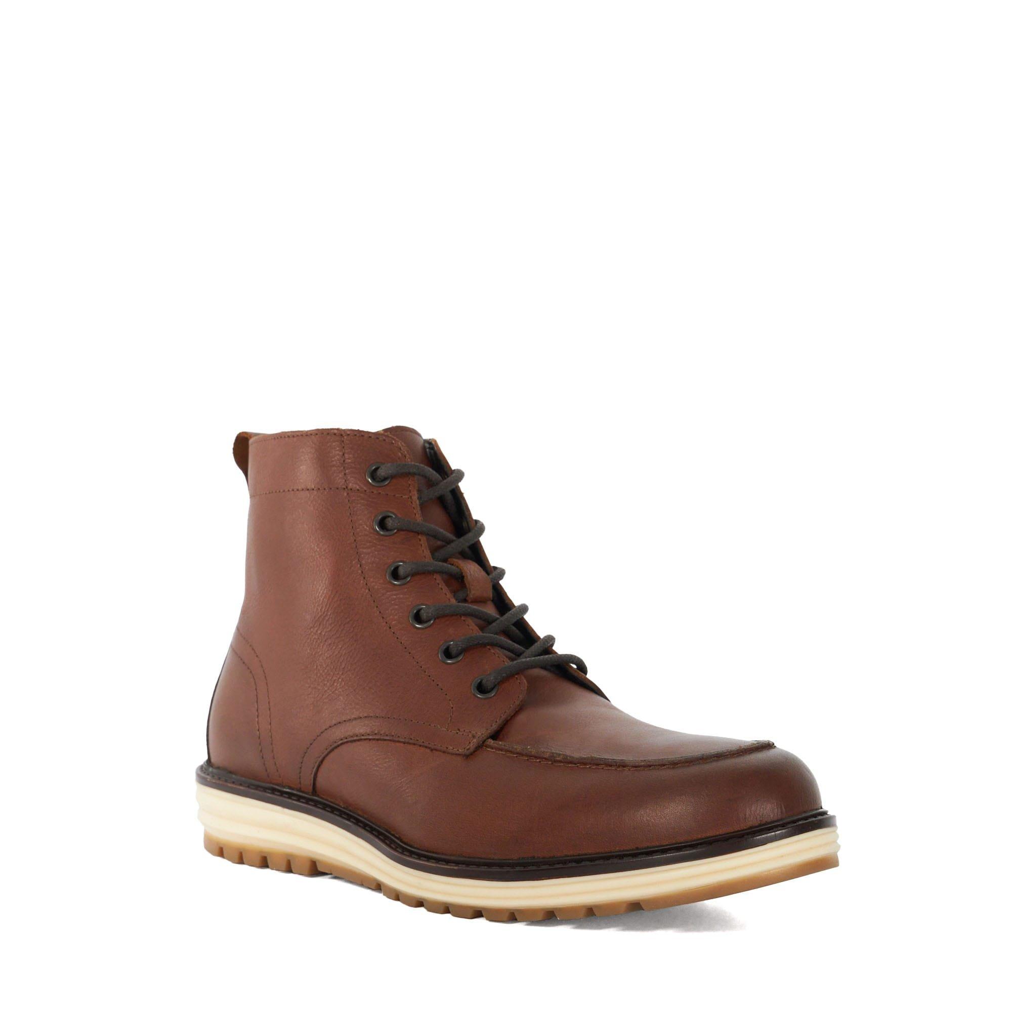 Brown - Dune London - Coburn Leather Wedge Lace Up Boots - 2