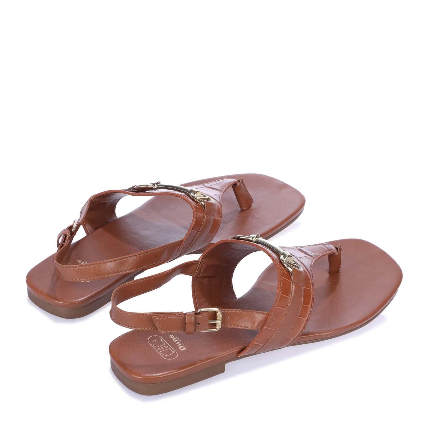 Tan - Dune London - Langley Toe Post Snaffle Sandals - 3