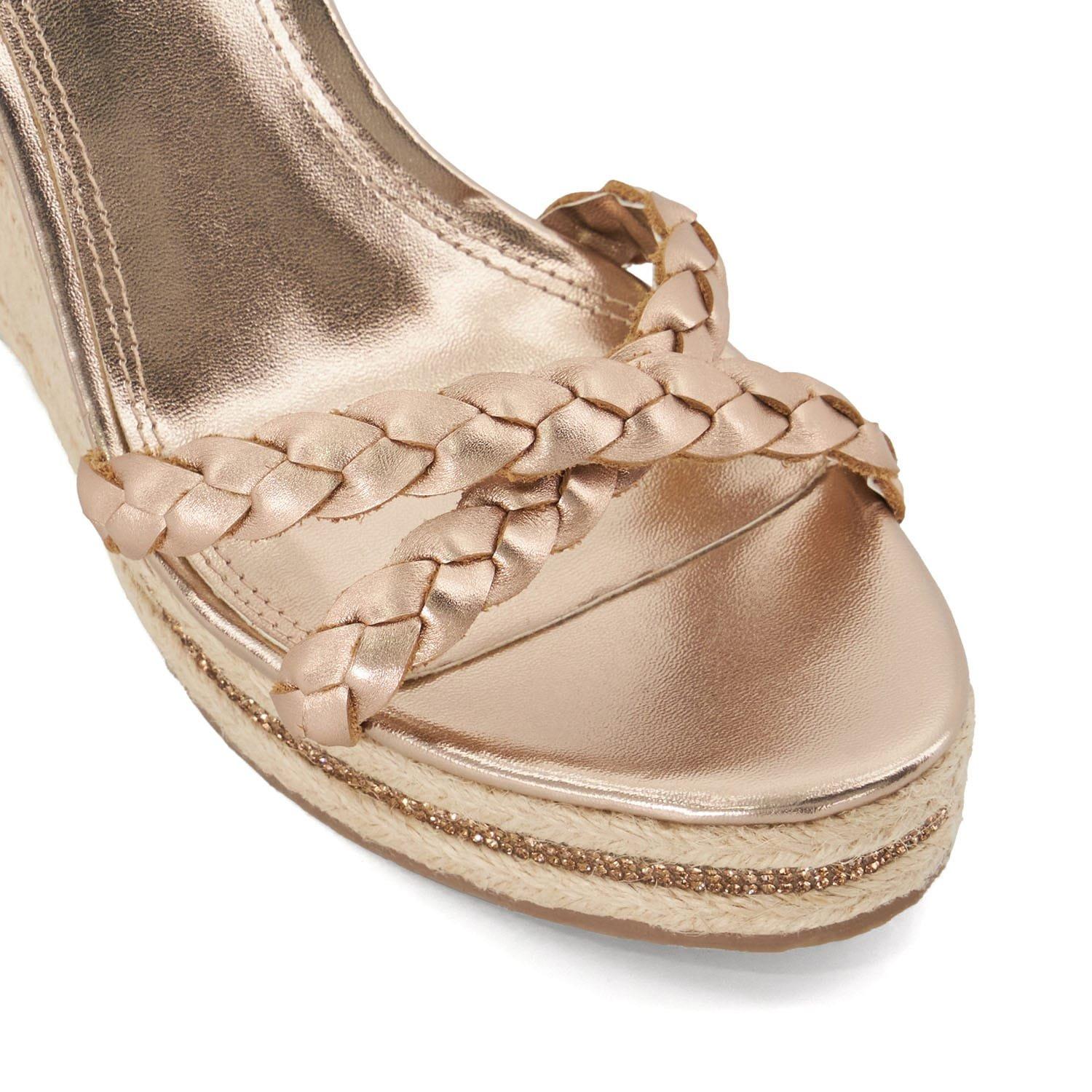 Rose Gold - Dune London - Khai Plait Detail Embellished Wedge Sandals - 4