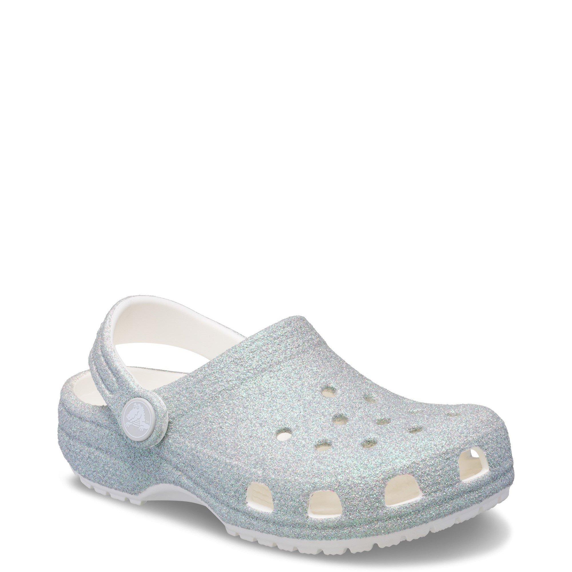 White - Crocs - Kids' Classic Glitter Clogs - 2