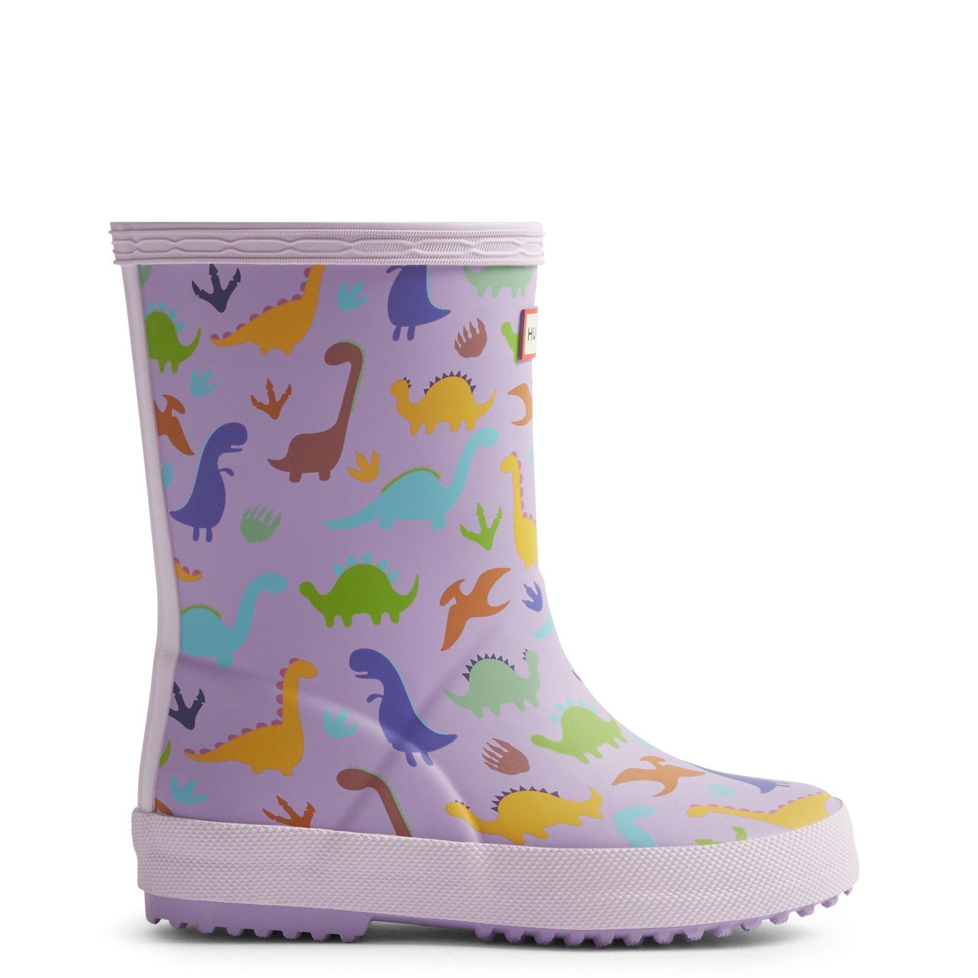 Hunter Girls Kids Dinosaur Boot - Purple - 5 (38)