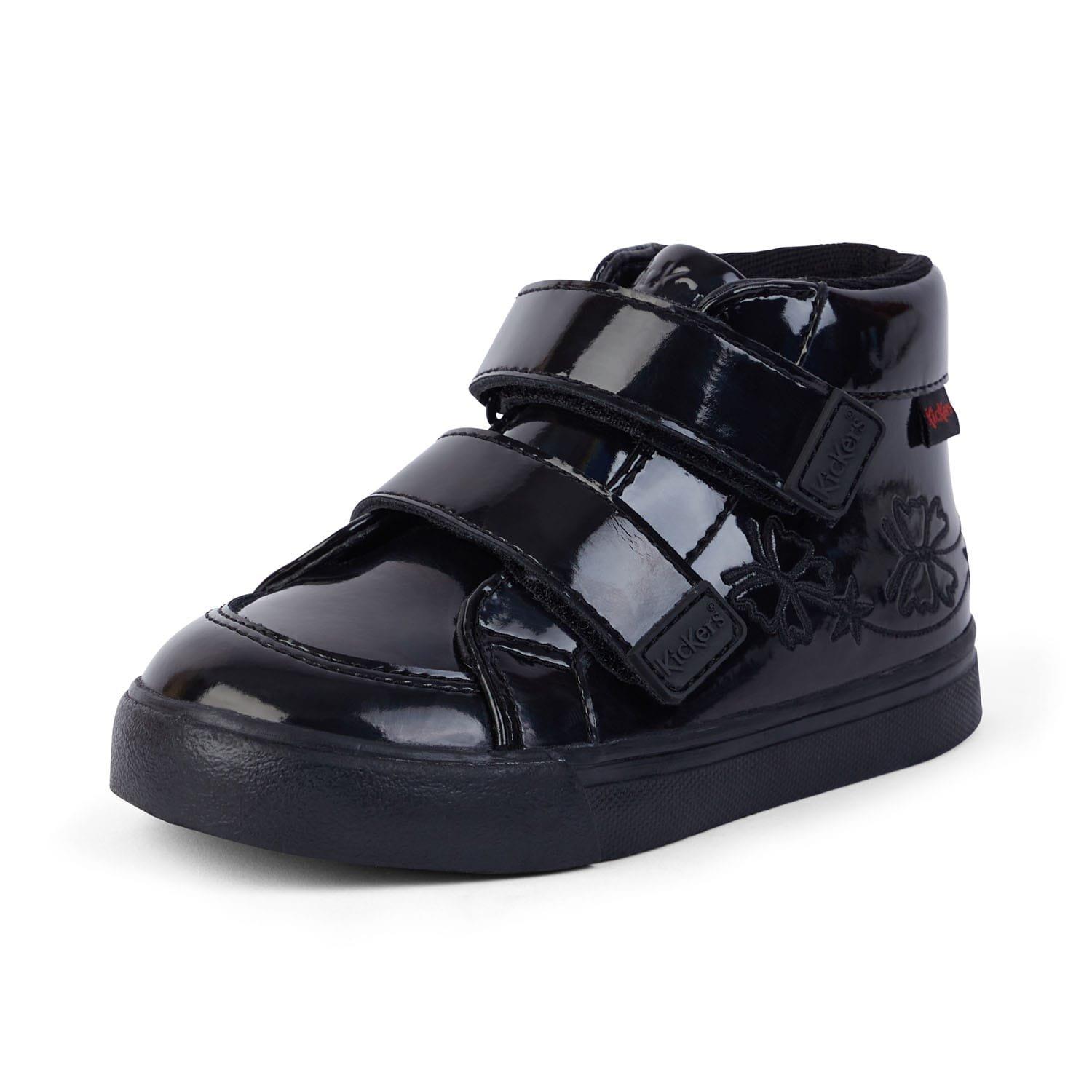 Black - Kickers - Kids Tovni Hi Stardust Patent Boots - 2
