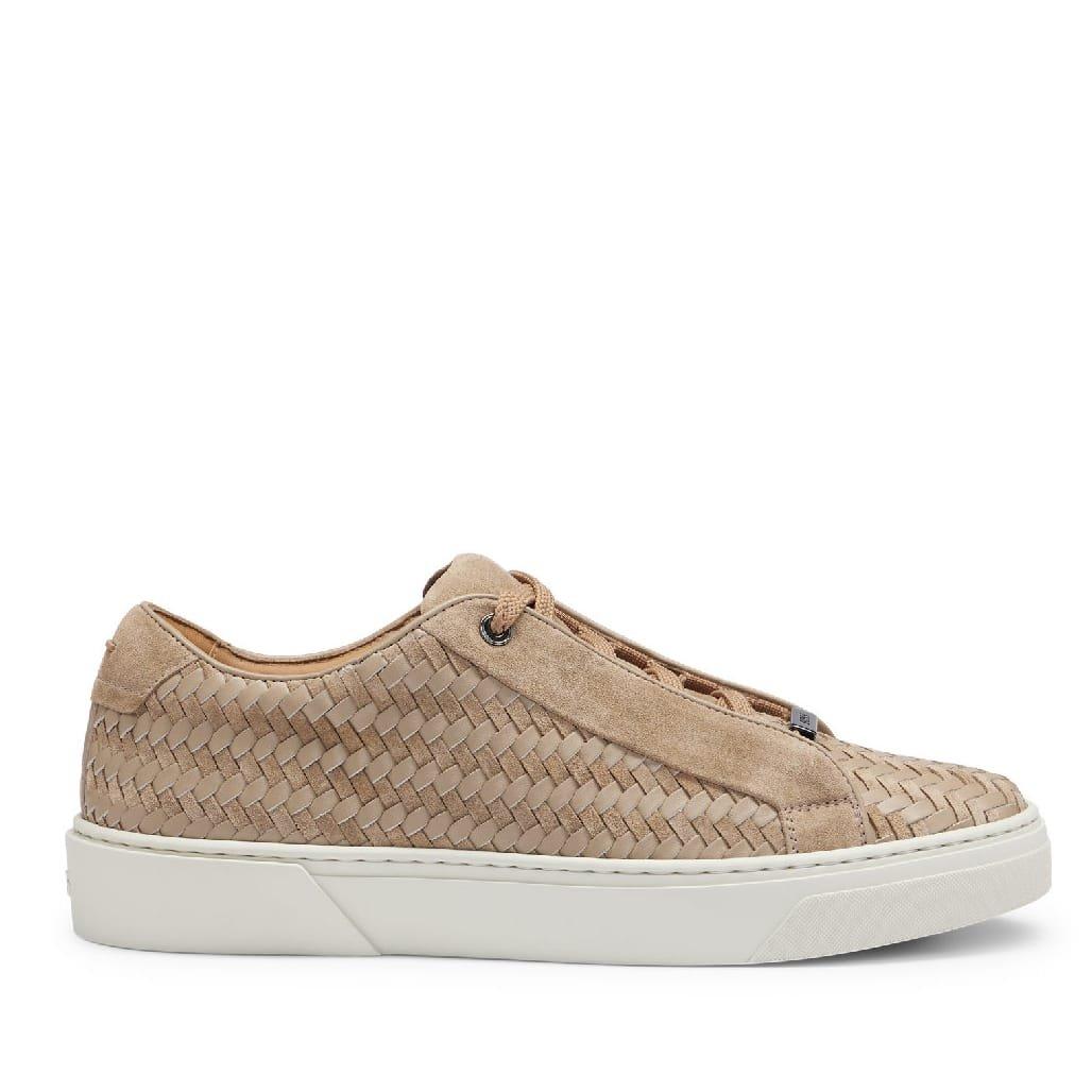 Beige - Boss - Gary Italian Made Woven Trainers - 1
