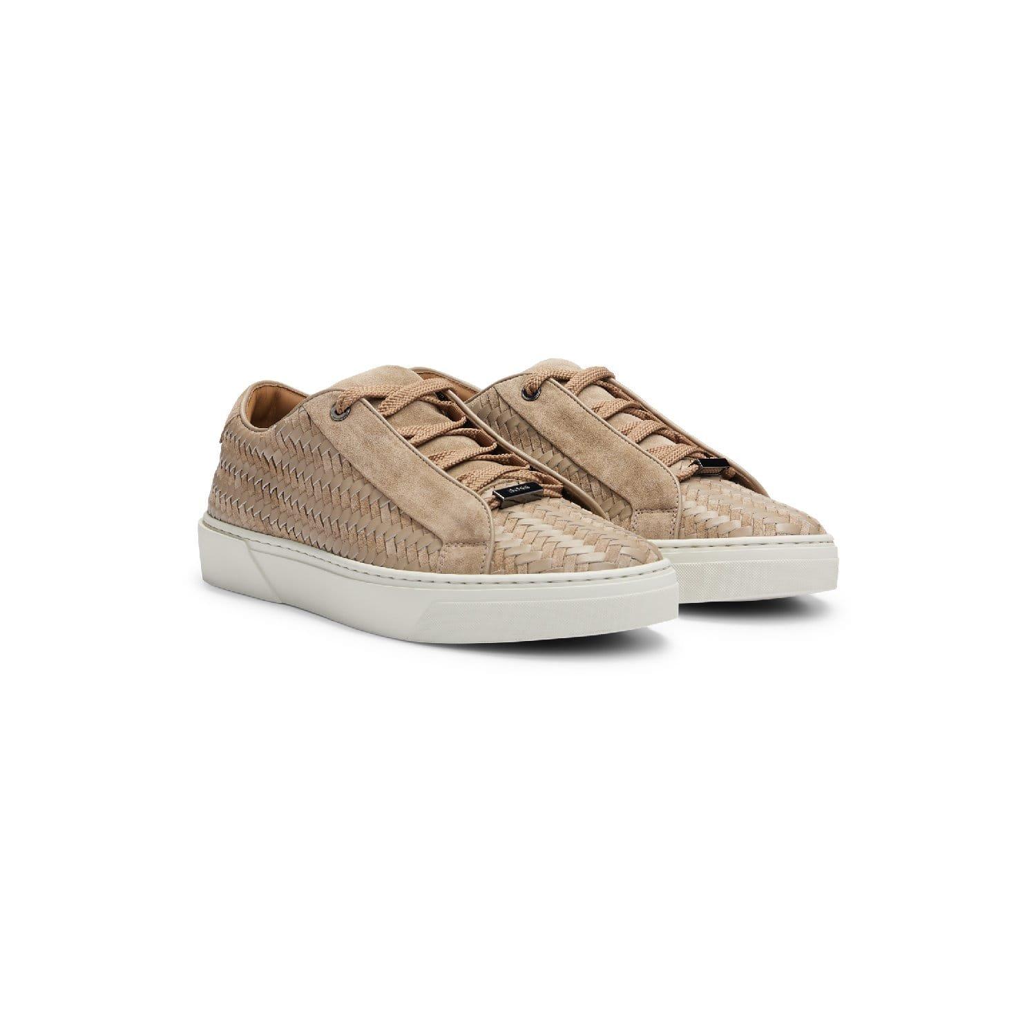 Beige - Boss - Gary Italian Made Woven Trainers - 4