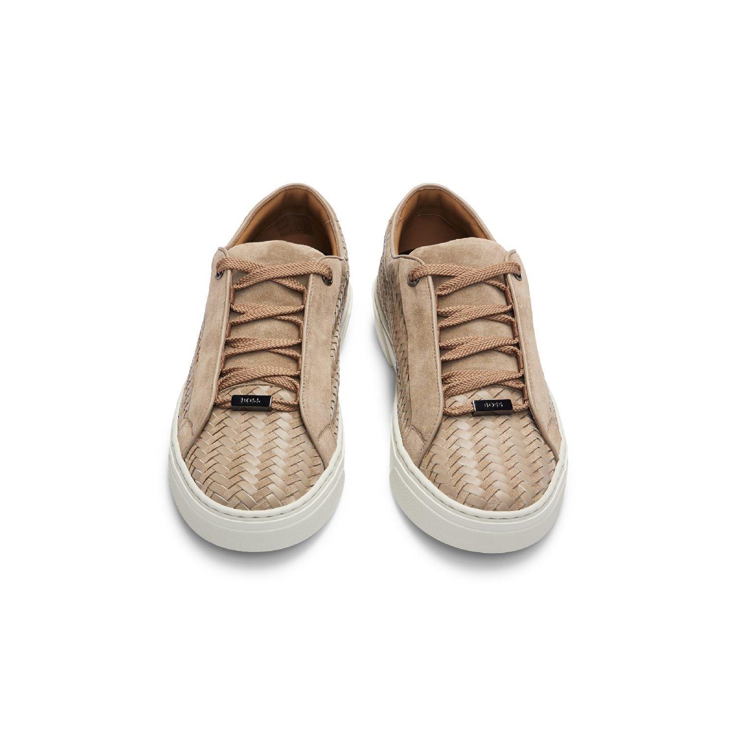 Beige - Boss - Gary Italian Made Woven Trainers - 5
