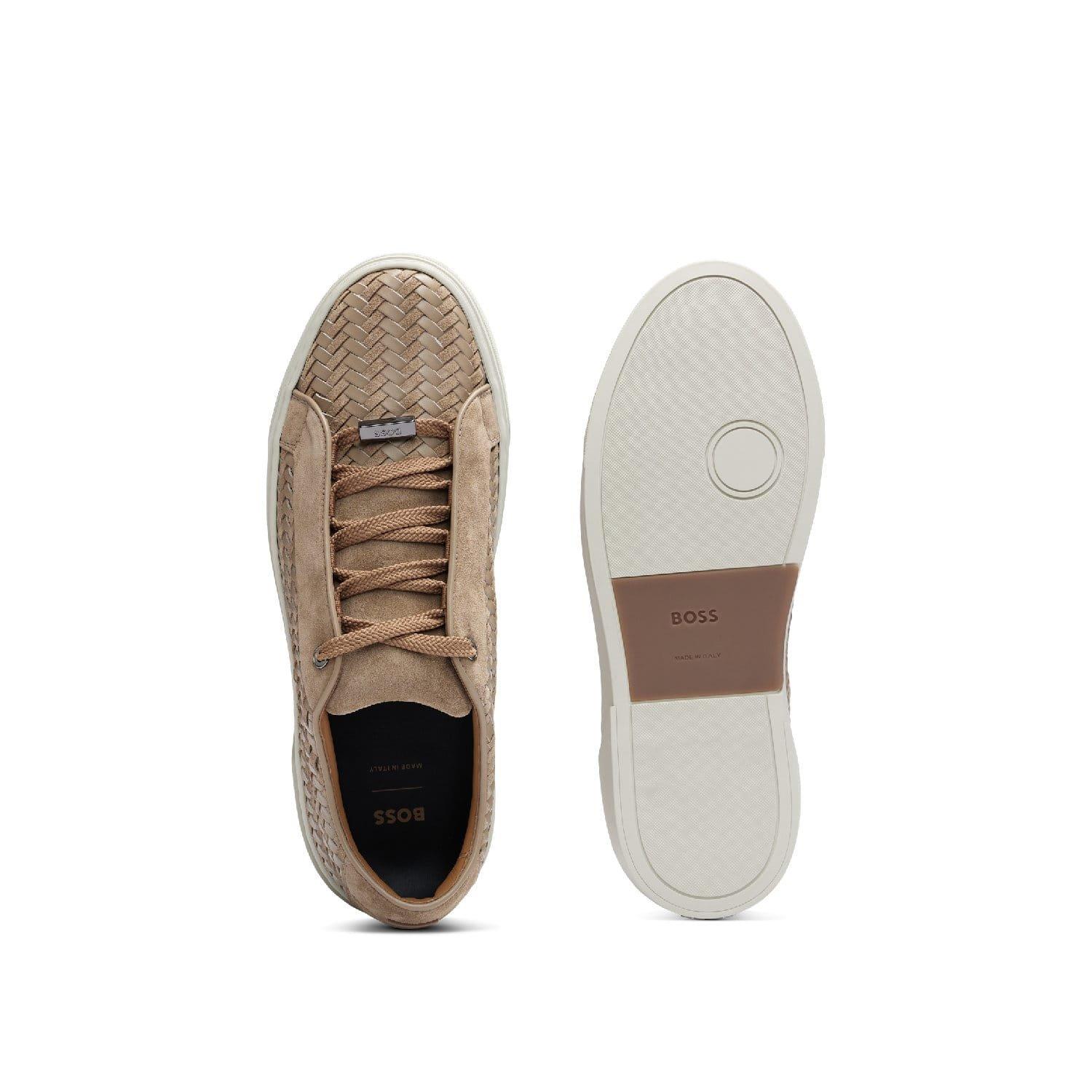 Beige - Boss - Gary Italian Made Woven Trainers - 6
