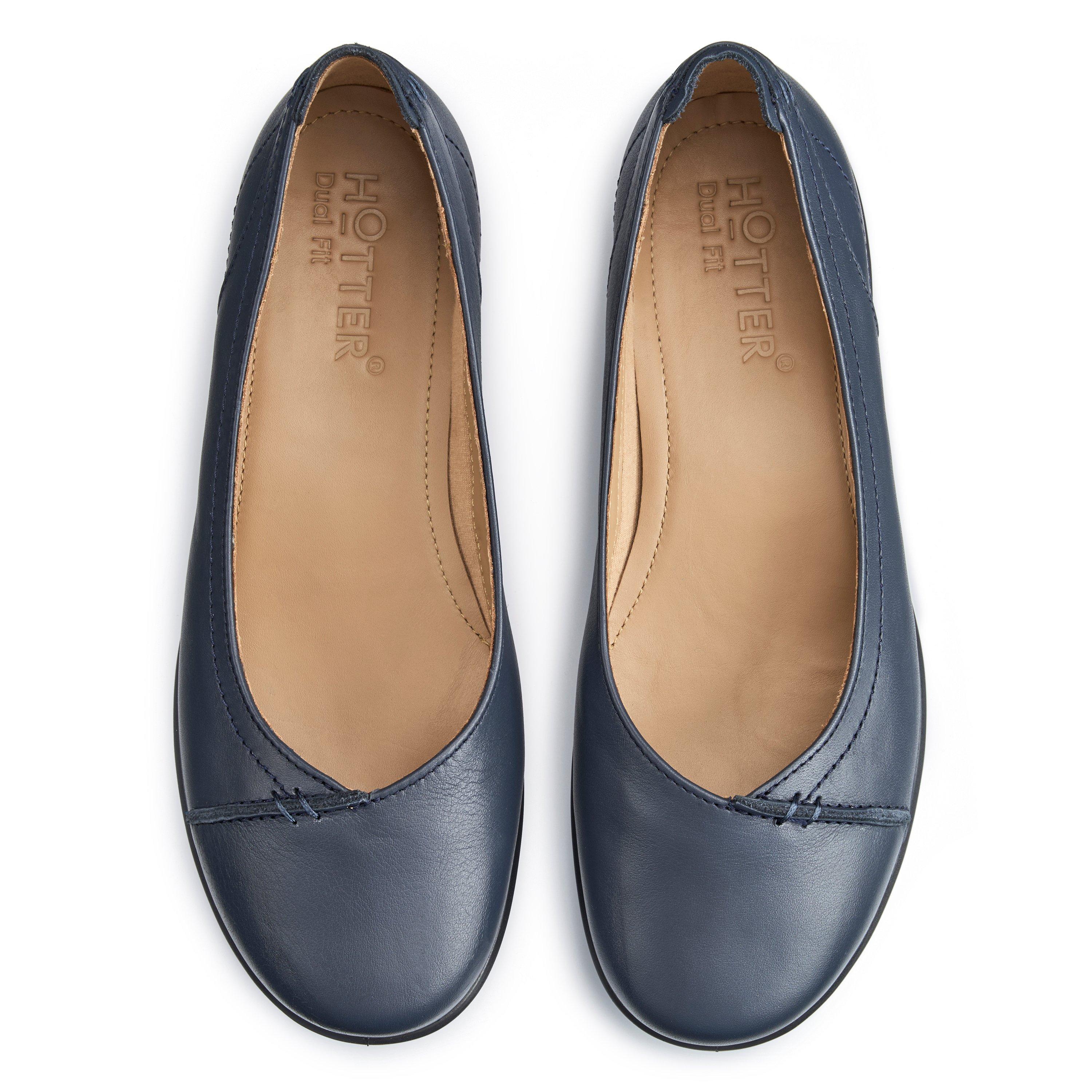 Denim Navy - Hotter - Robyn II Ballerina Pumps Wide Fit - 3