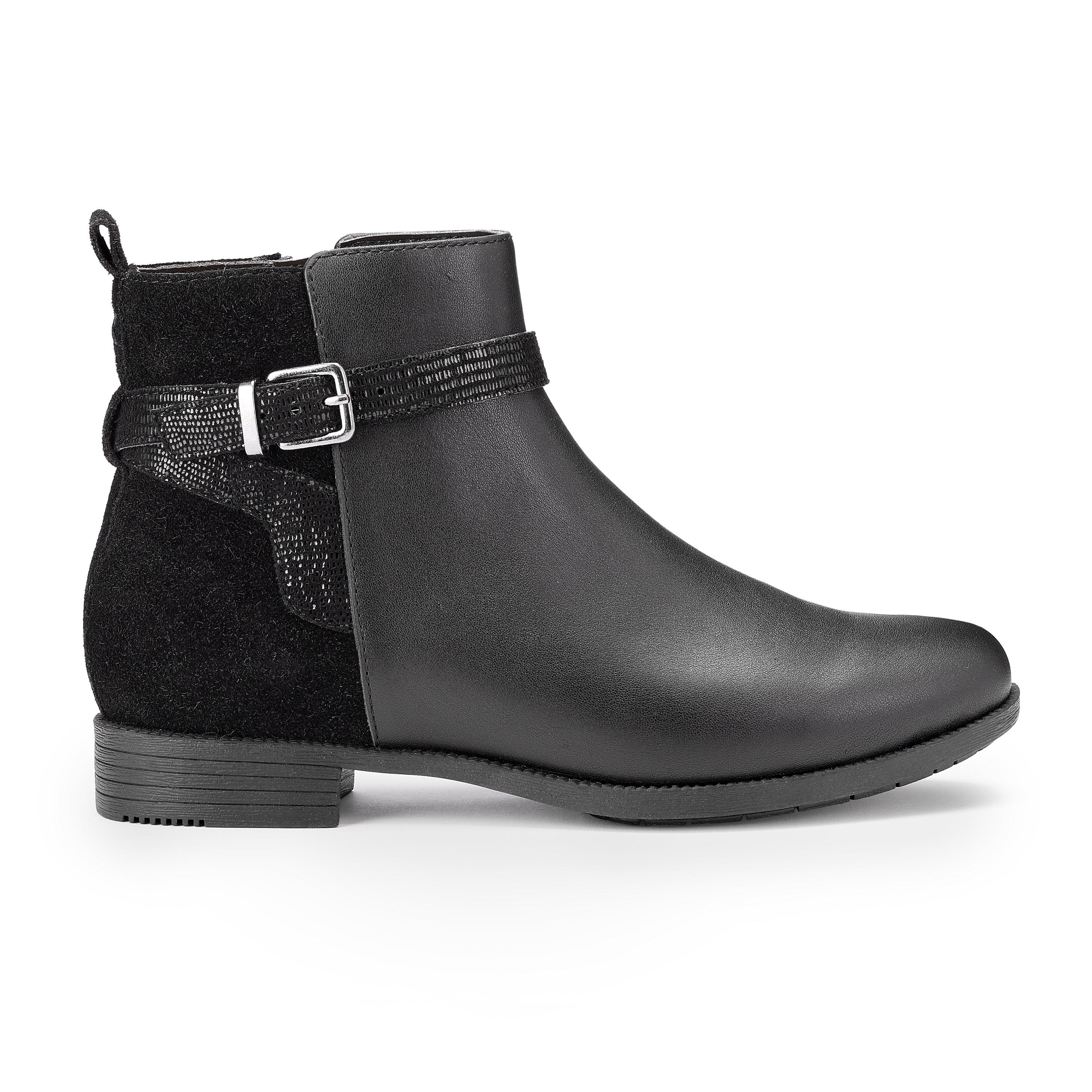 Hotter Women's Haydock Ankle Boots Wide Fit - Black-Lizard - 7.5 (41.5)