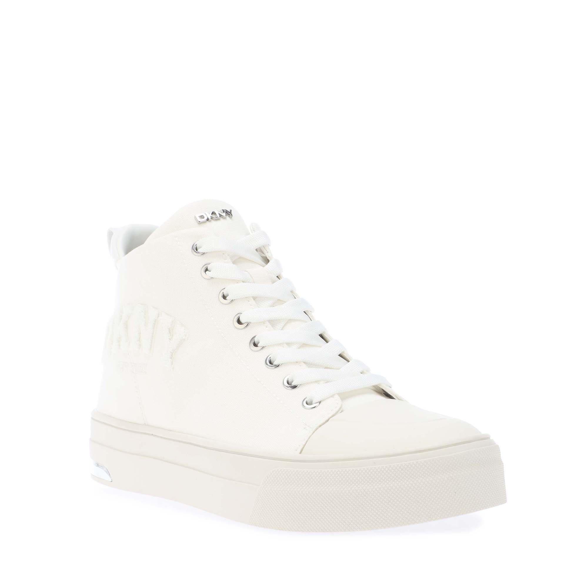 White - DKNY - Yaser Varsity Lace Mid Trainers - 2