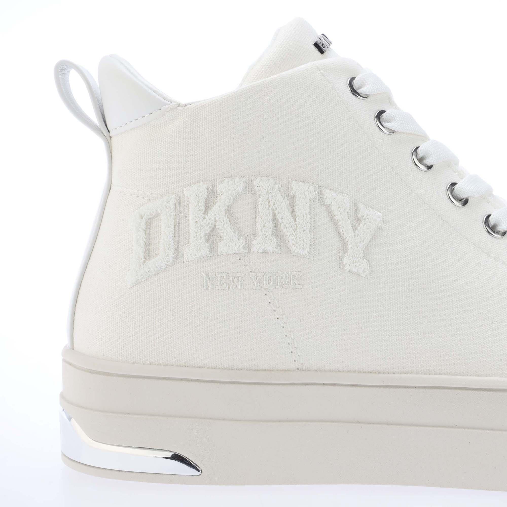 White - DKNY - Yaser Varsity Lace Mid Trainers - 5