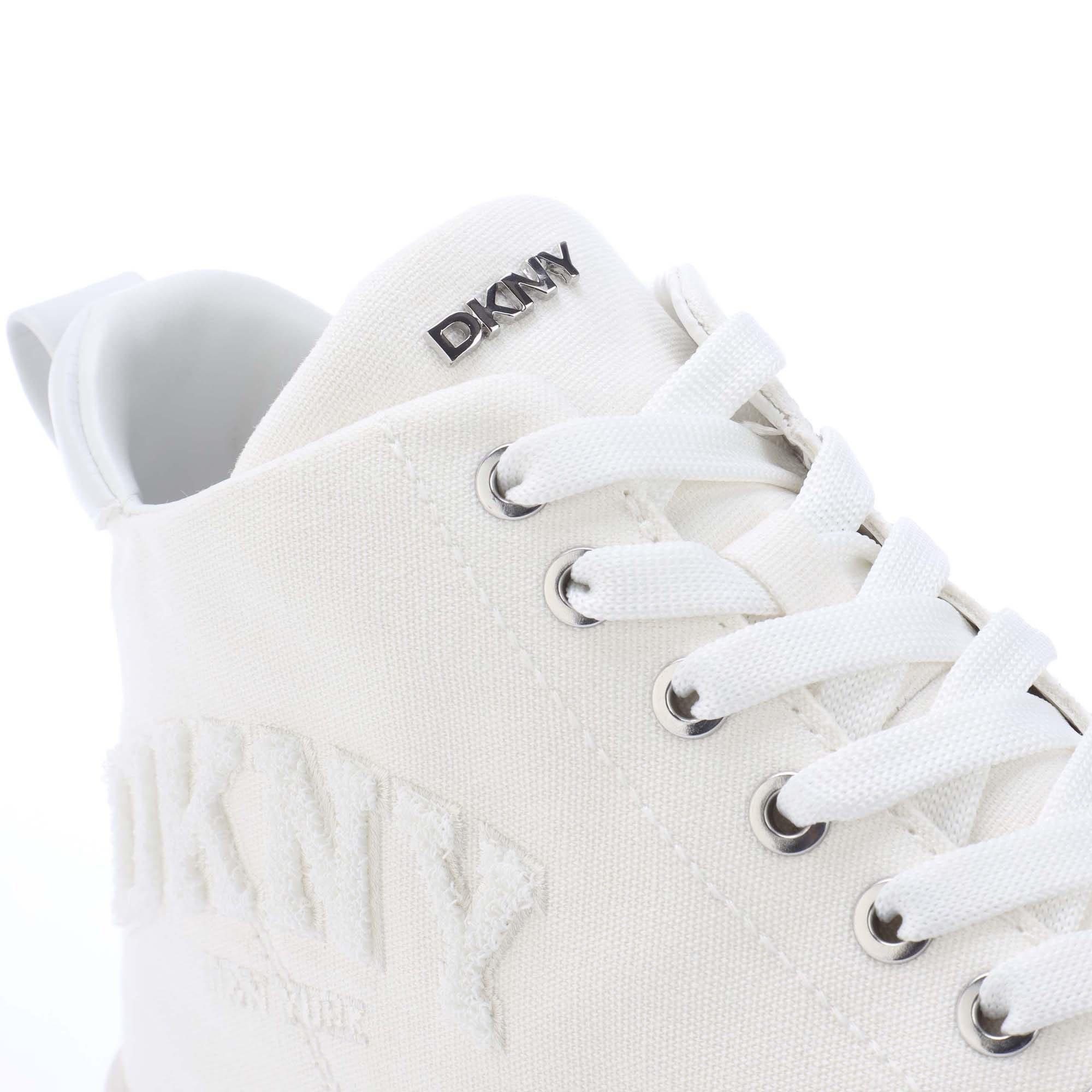 White - DKNY - Yaser Varsity Lace Mid Trainers - 6