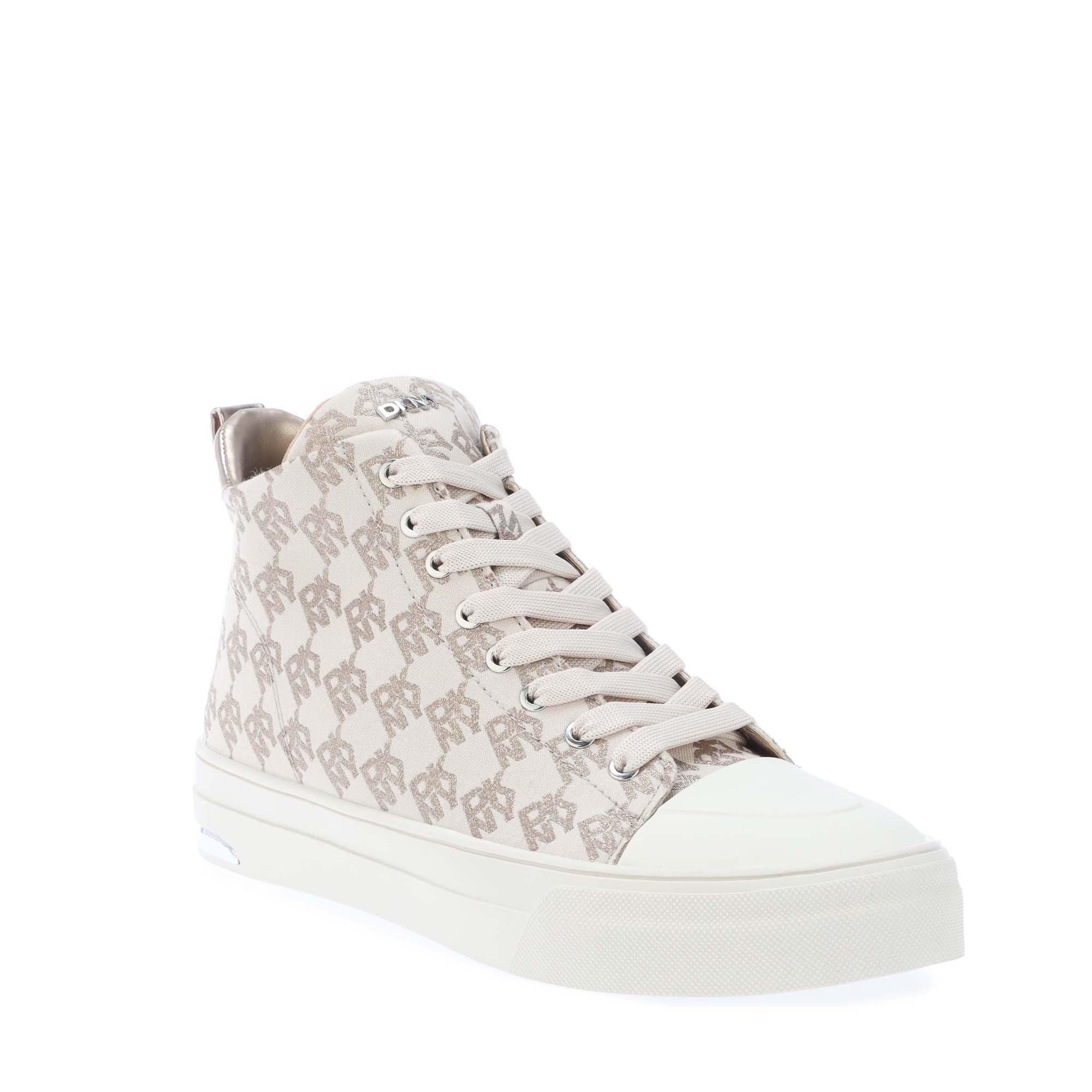 White - DKNY - Yaser Lace Up Mid Trainers - 3