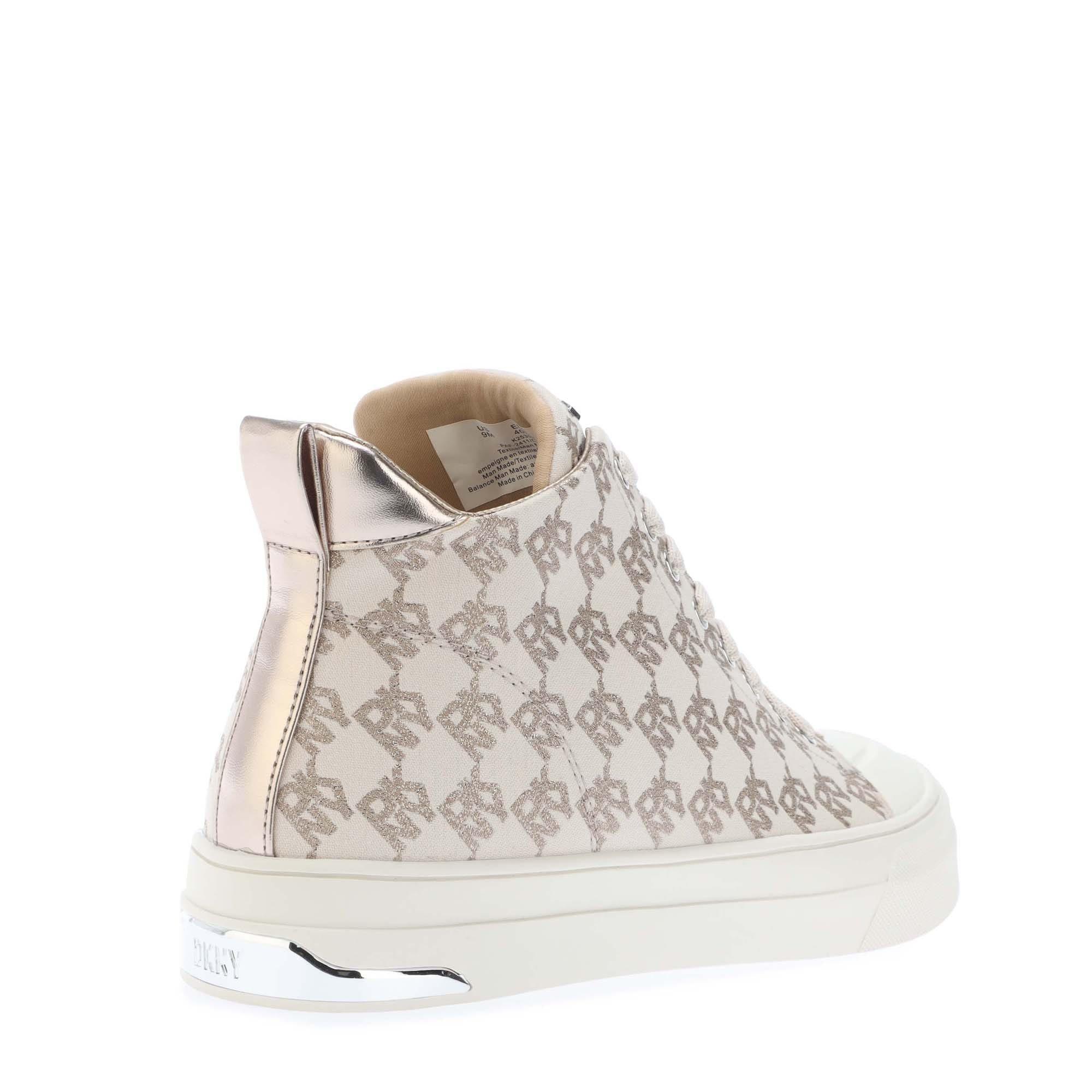 White - DKNY - Yaser Lace Up Mid Trainers - 4