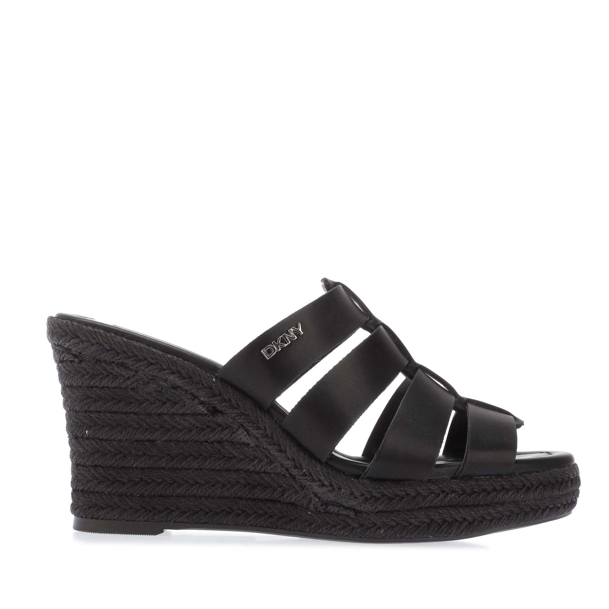 Black - DKNY - Cintera Wedge Sandals - 1