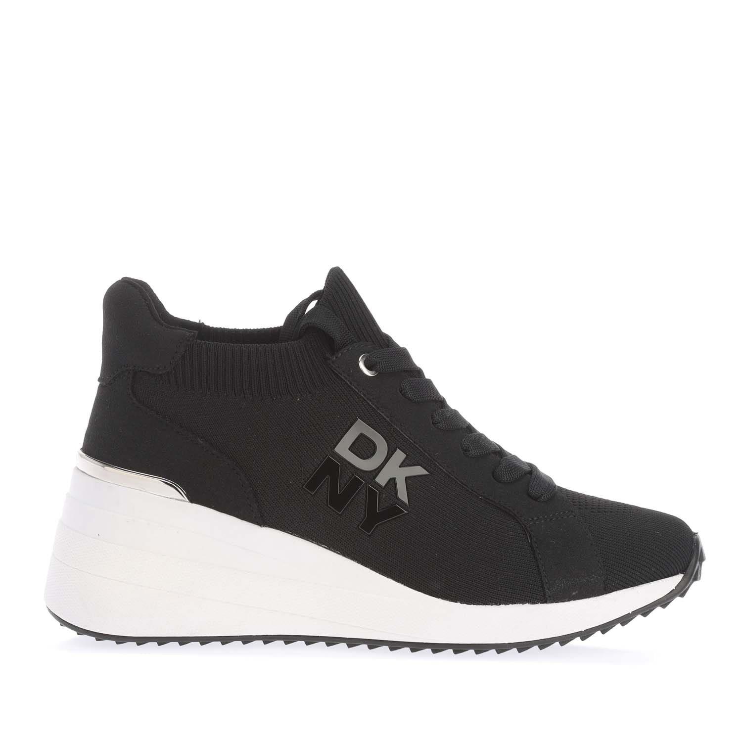 Black - DKNY - Kasia Lace Up Wedge Trainers - 1