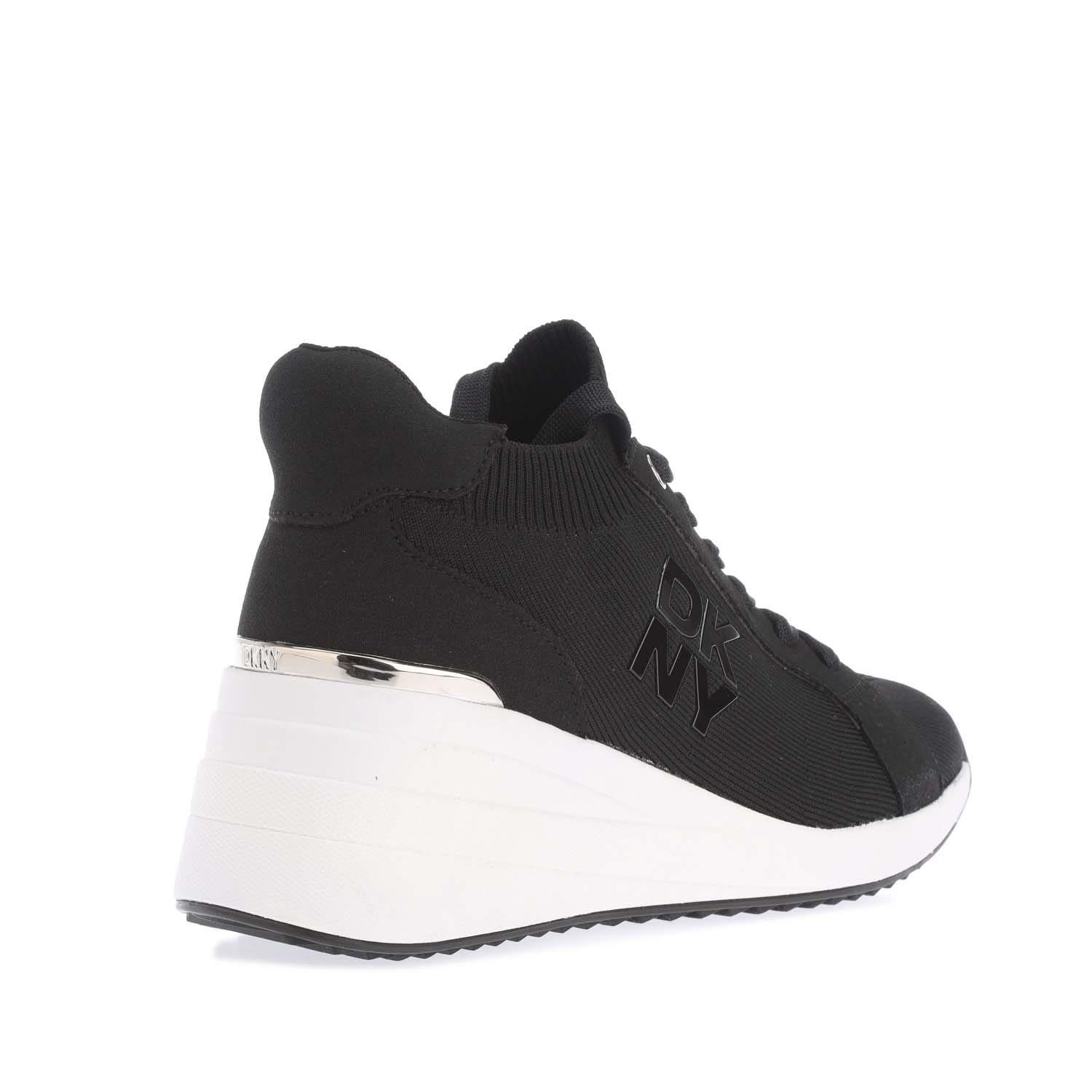 Black - DKNY - Kasia Lace Up Wedge Trainers - 3