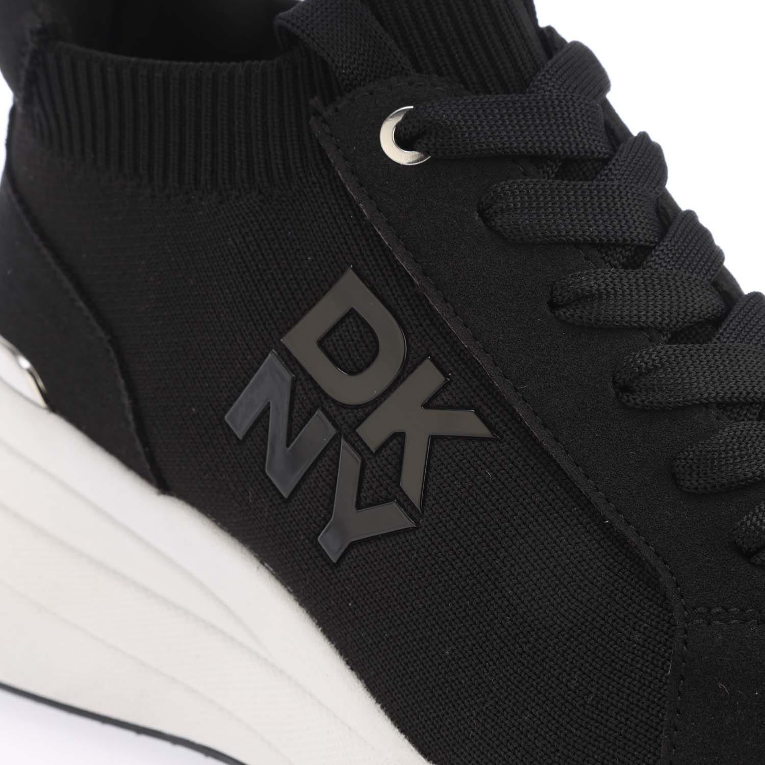 Black - DKNY - Kasia Lace Up Wedge Trainers - 5