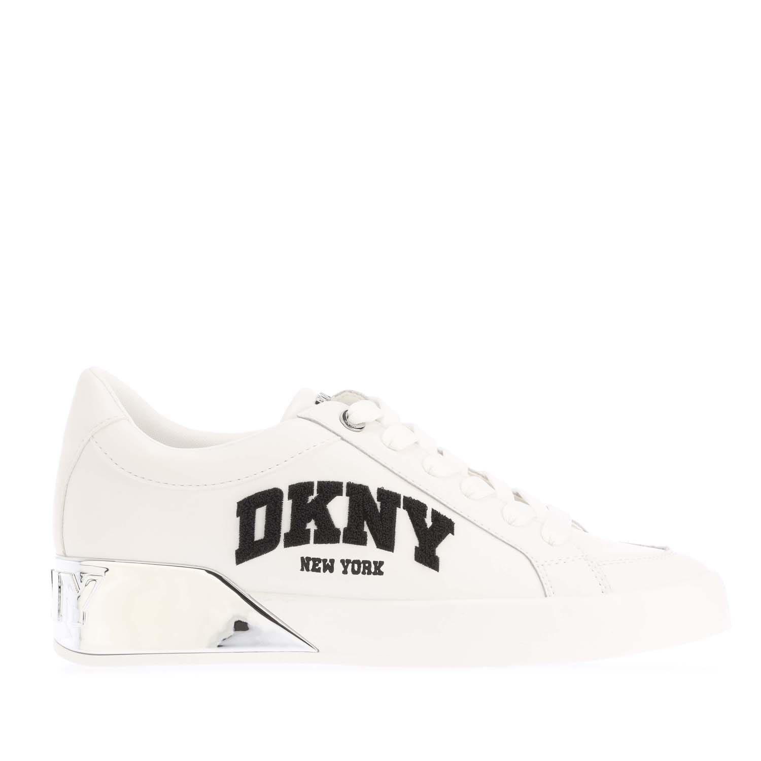 White - DKNY - Maben Varsity Lace Up Trainers - 1
