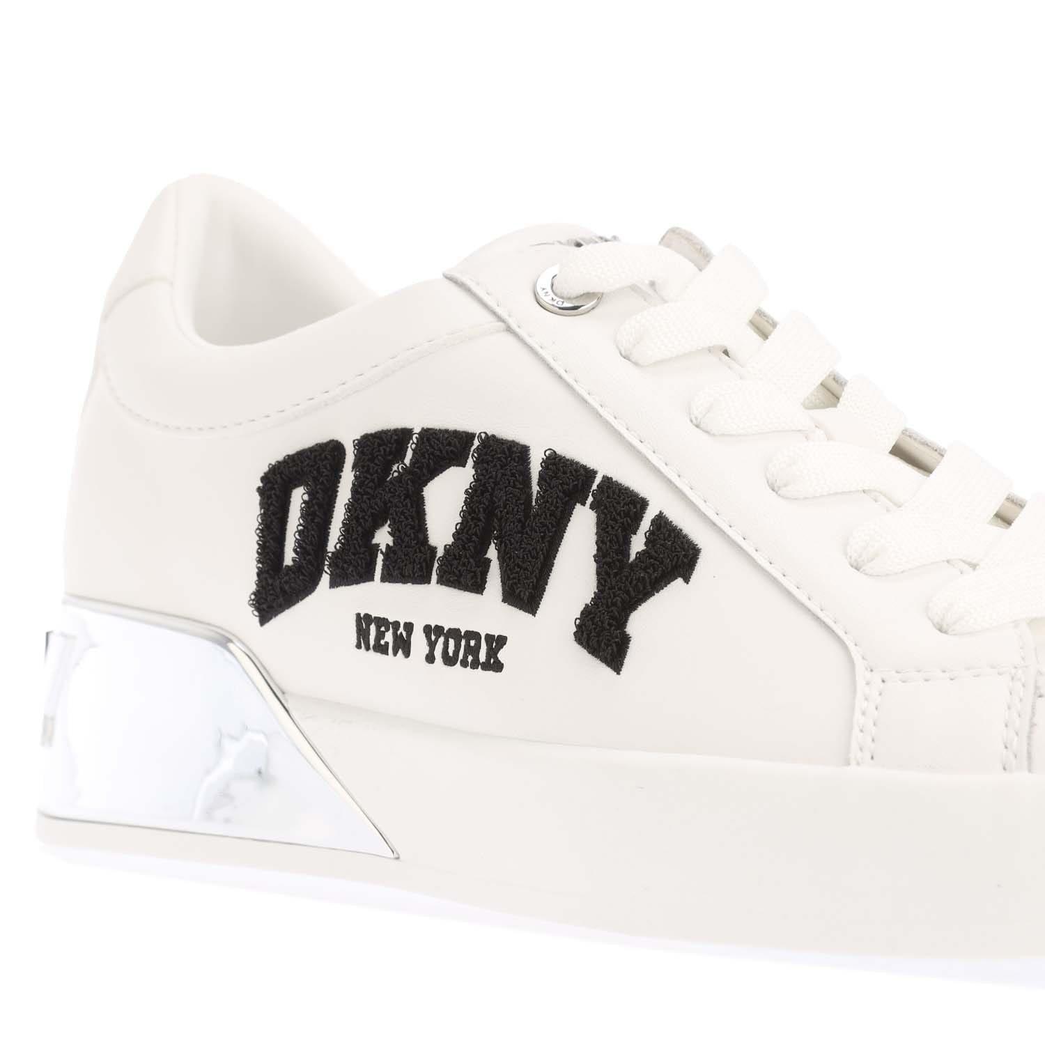 White - DKNY - Maben Varsity  Lace Up Trainers - 5