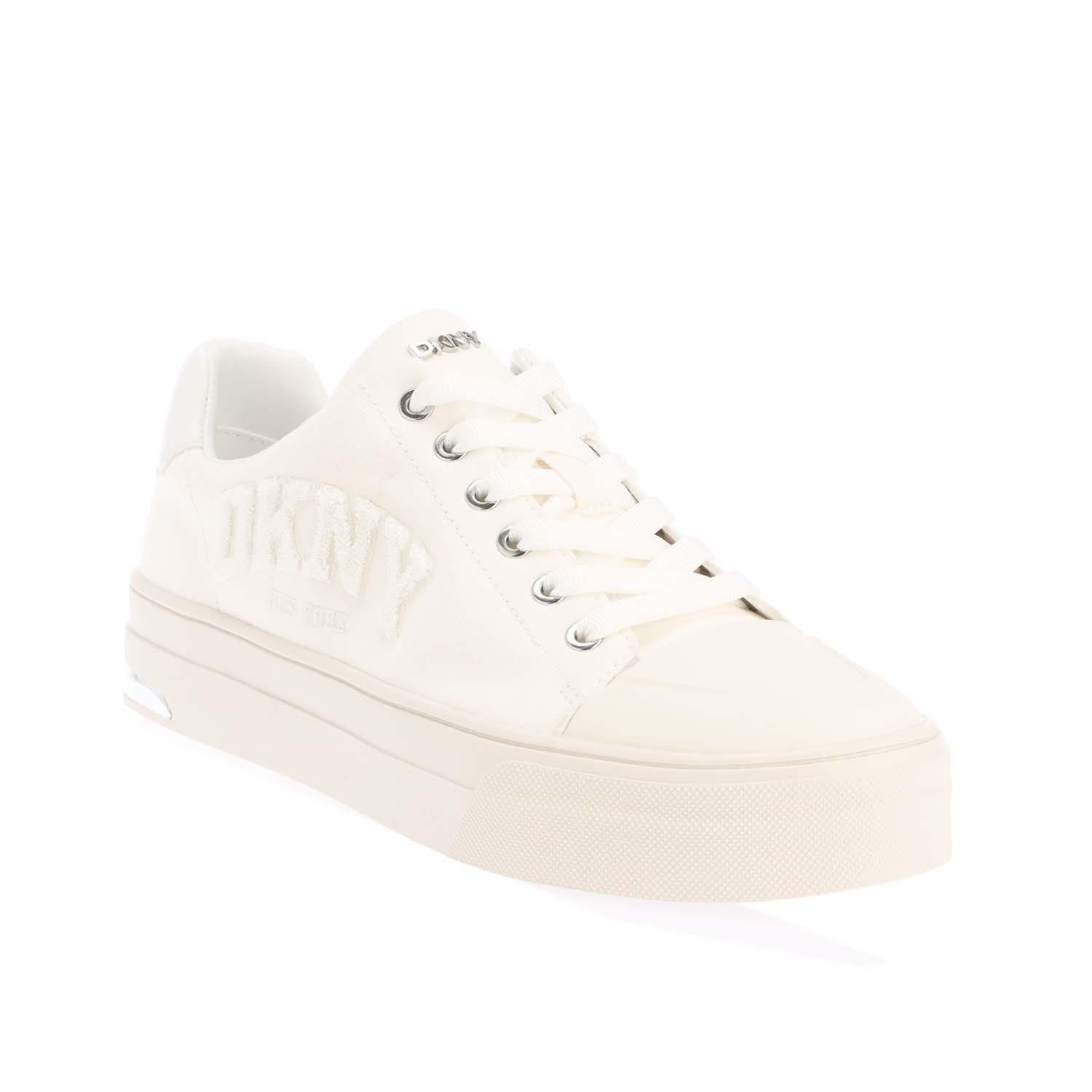 White - DKNY - York Varsity Lace Up Trainers - 2