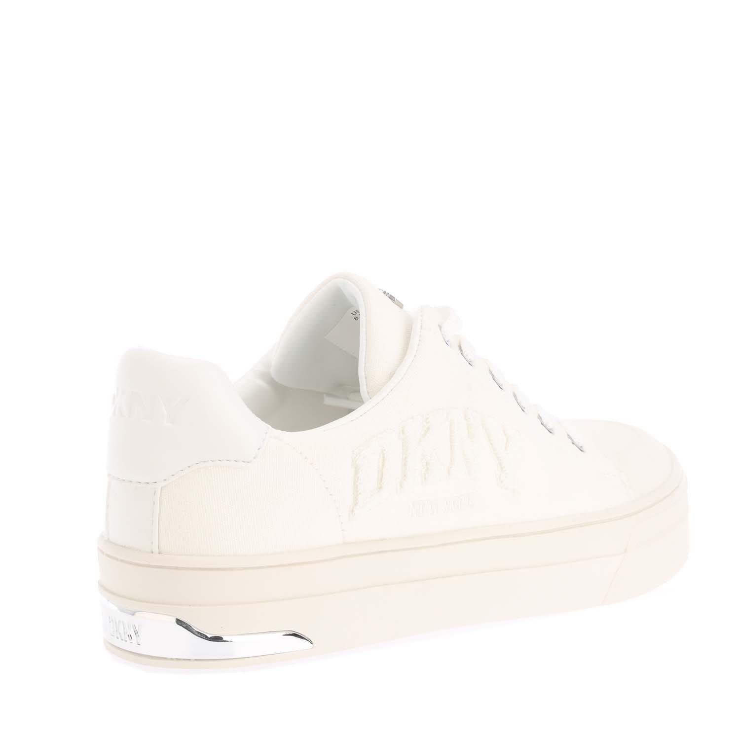 White - DKNY - York Varsity Lace Up Trainers - 3