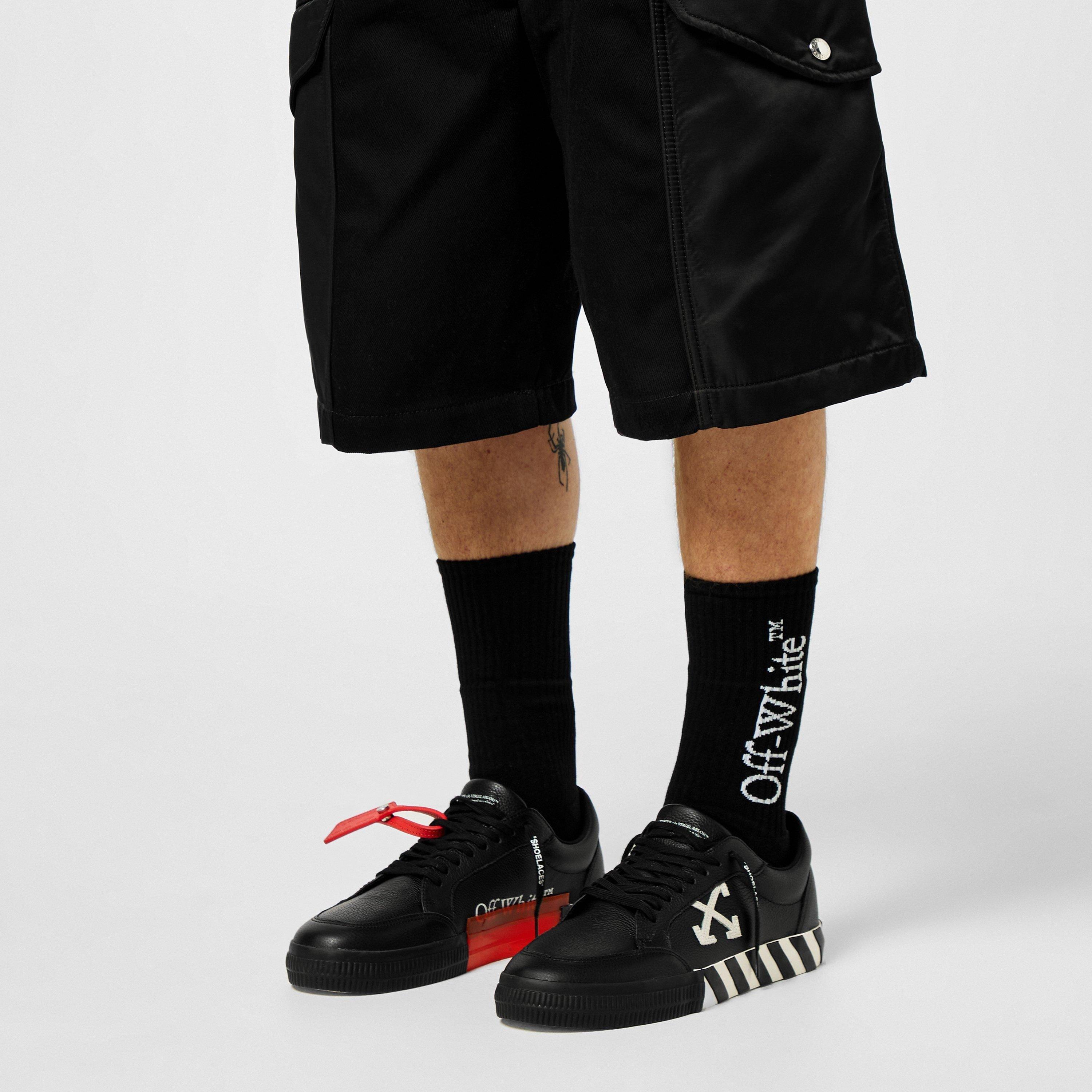 Black-White - Off White - Low Vulcanized Leather Trainers - 2