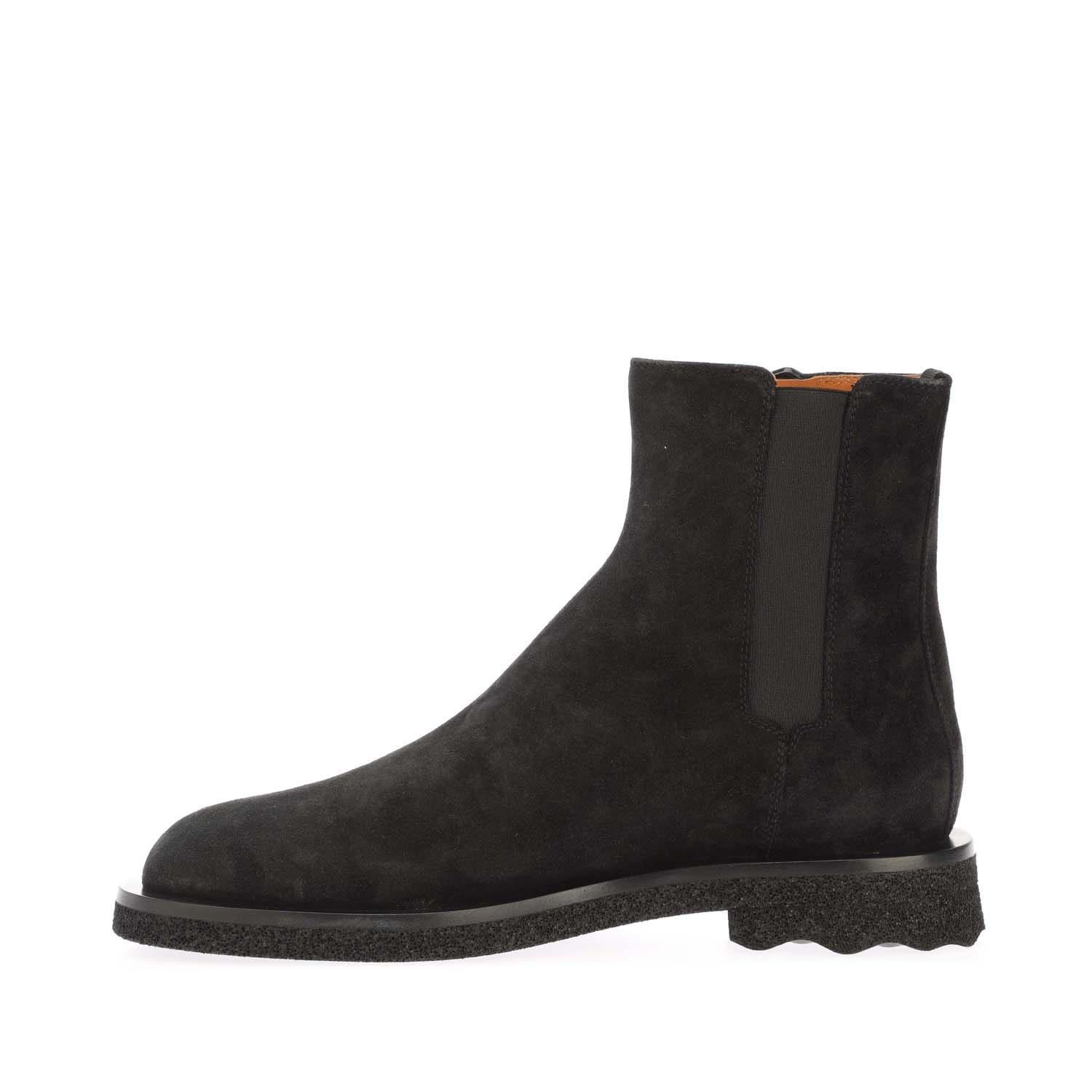 Black - Off White - Suede Spongesole Ankle Boots - 5